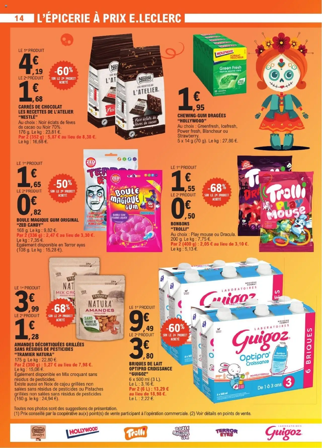 {H1} | Page: 14 | Produits: Amandes décortiquées, Menthe, Briques, Bonbons