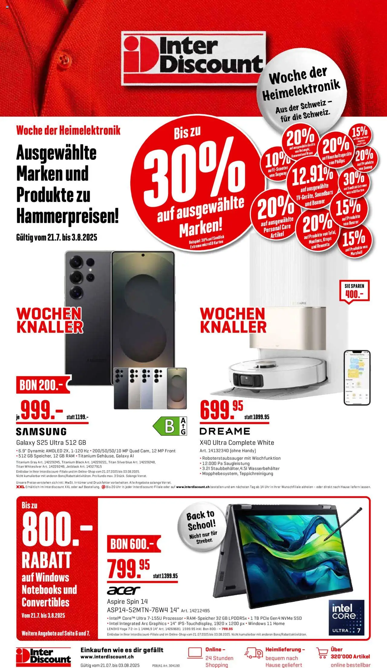 Interdiscount Aktionen ab 21.07.2025 | Seite: 1 | Produkte: Krups, Uhr, Samsung, Lenovo
