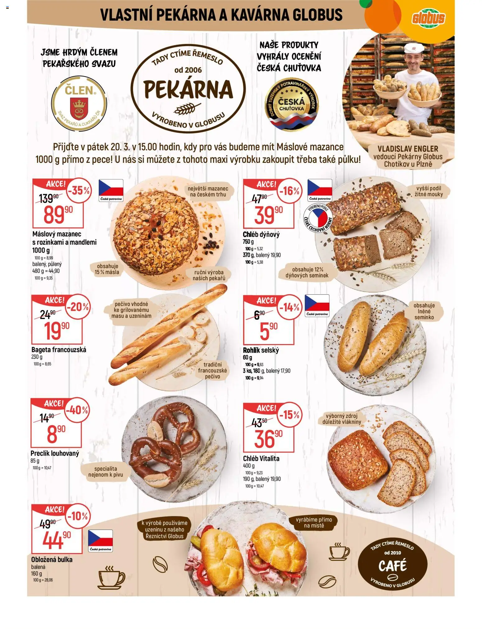 Globus leták - Plzeň od 18.03.2026 | Strana: 10 | Produkty: Globus, Chléb, Pečivo, Bageta