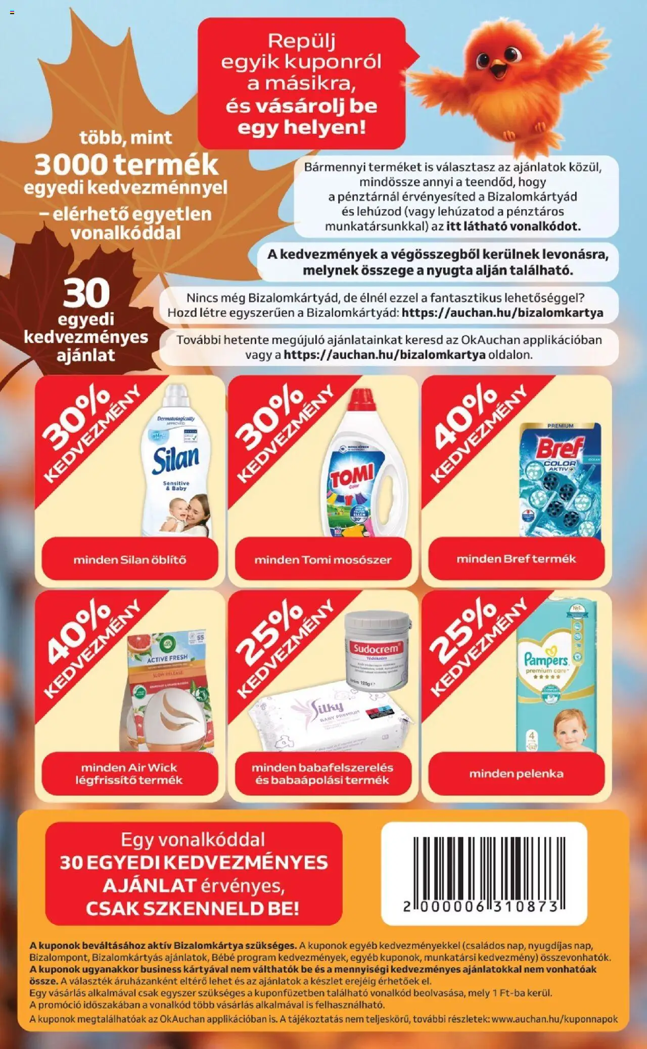 Auchan akciós ujság - amely érvényes a következő dátumtól: 02.10.2025 | Oldal: 6 | Termékek: Pampers, Öblítő, Légfrissítő, Mosószer