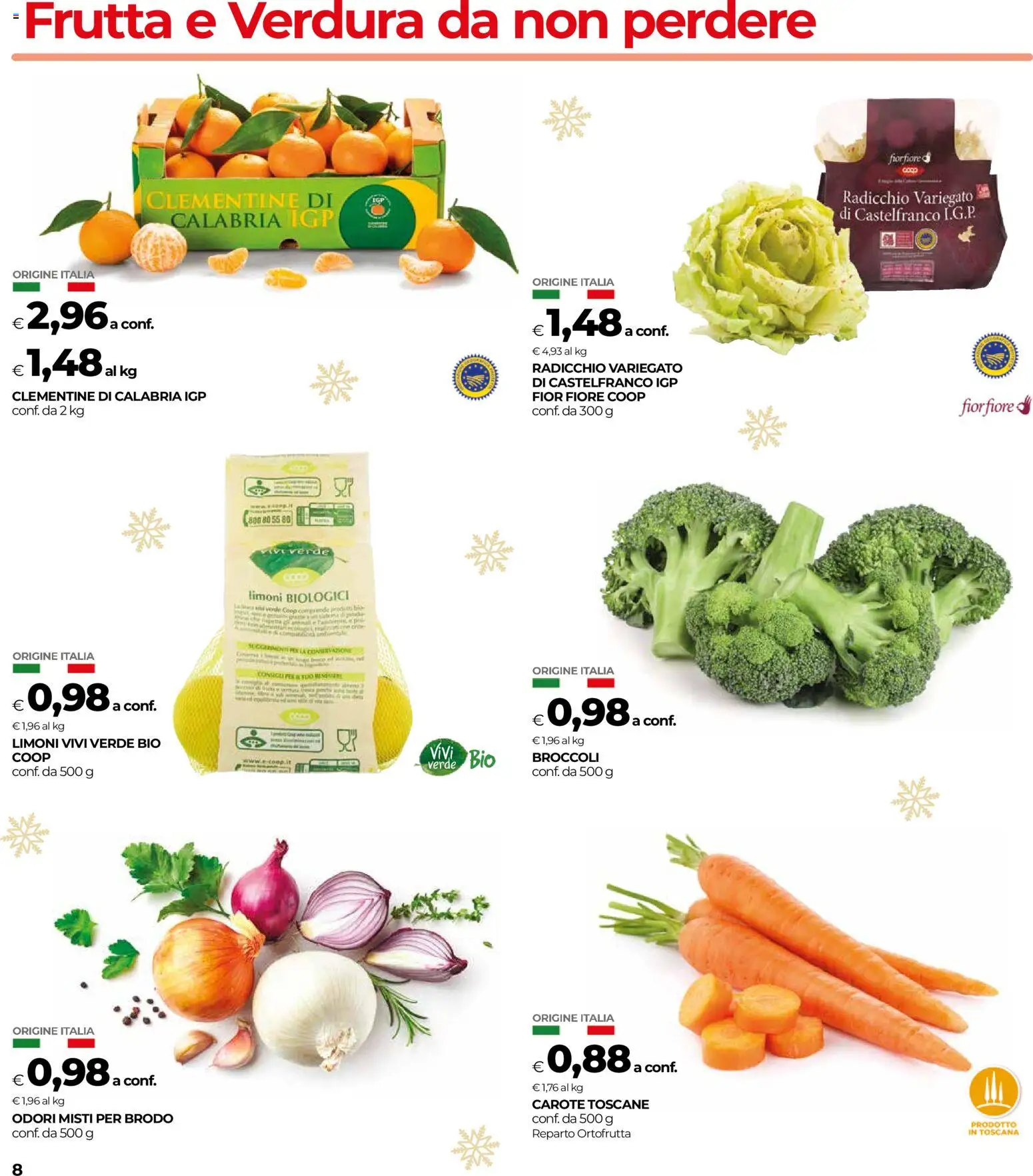 Volantino COOP del 04.12.2025 | Pagina: 8 | Prodotti: Frutta, Carote, Broccoli