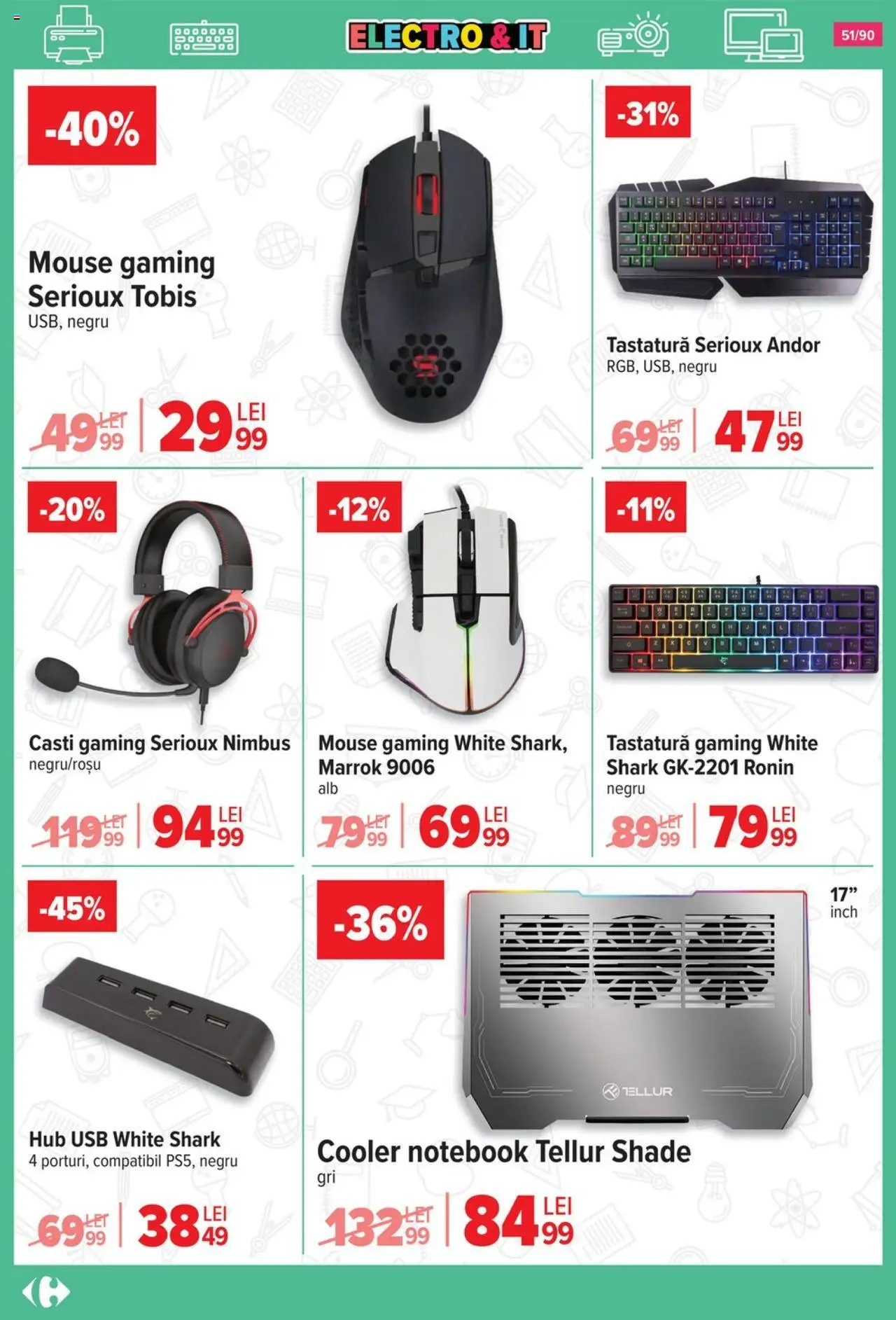 Carrefour catalog - Începe școala – valabil de la 13.08.2025 | Pagină: 52 | Produse: Notebook, Mouse, Tastatură, Usb