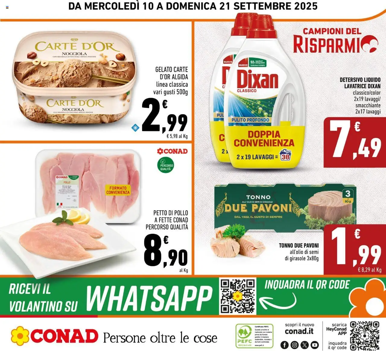 Volantino Conad del 10.09.2025 | Pagina: 24 | Prodotti: Petto di Pollo, Pollo, Gelato, Olio di semi di girasole