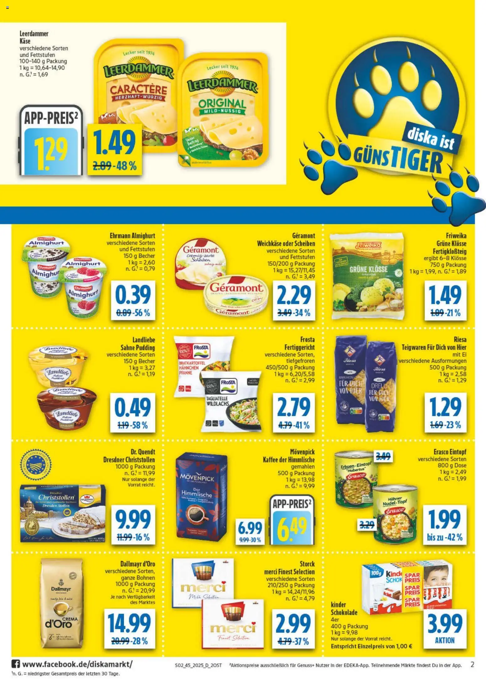 Diska - Diska Angebote Sachsen-Thüringen KW45 – gültig ab 03.11.2025 | Seite: 2 | Produkte: Ehrmann almighurt, Kaffee, Frosta, Dallmayr