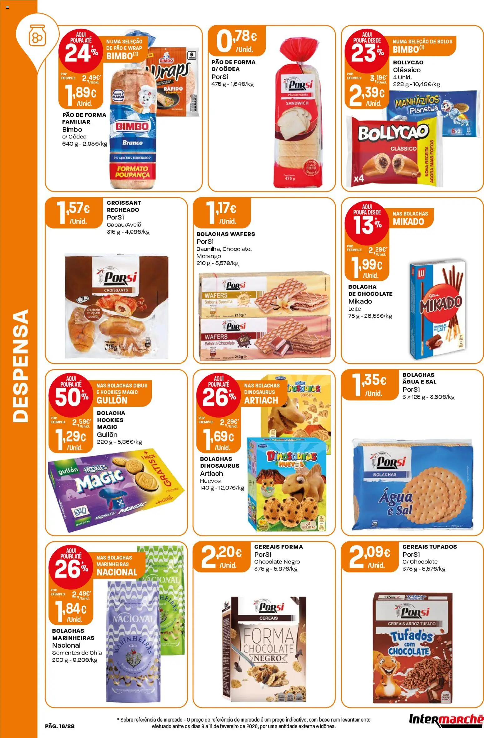 Intermarché Folheto Contact │ válido de 19.03.2026 | Página: 16 | Produtos: Bolachas, Base, Leite, Pão