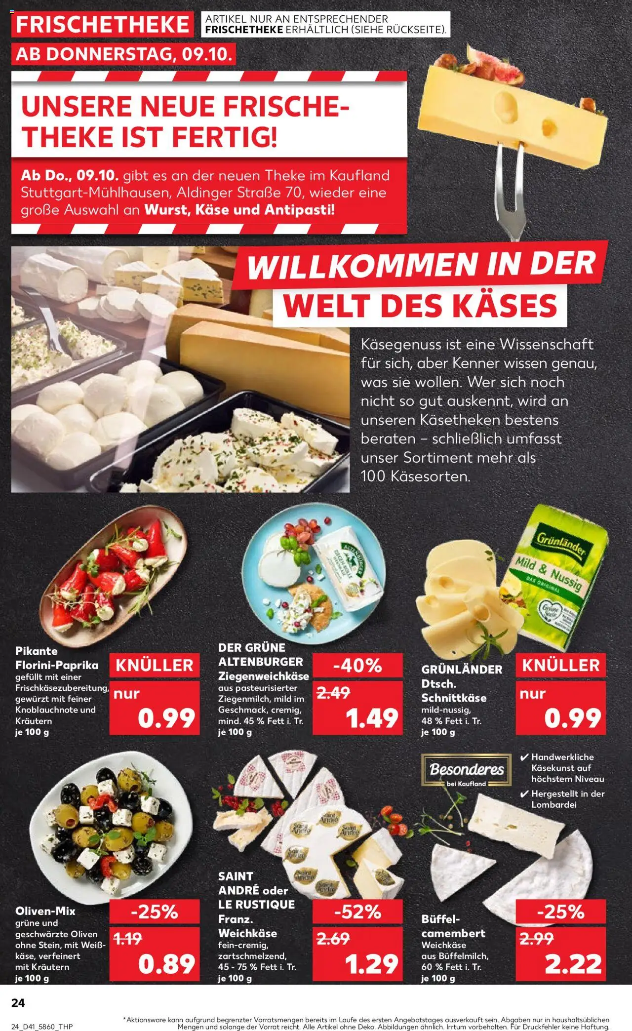 Kaufland prospekt Stuttgart	 – gültig ab 09.10.2025 | Seite: 24 | Produkte: Käse, Theke, Grunlander