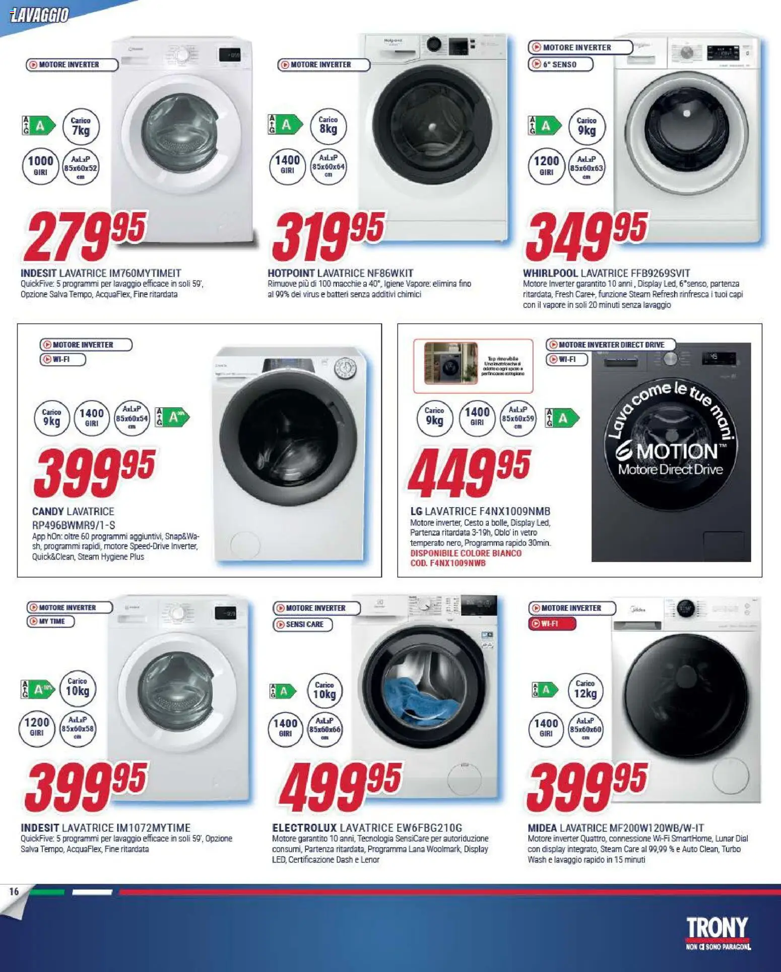 Volantino Trony del 15.01.2026 | Pagina: 16 | Prodotti: Lavatrice