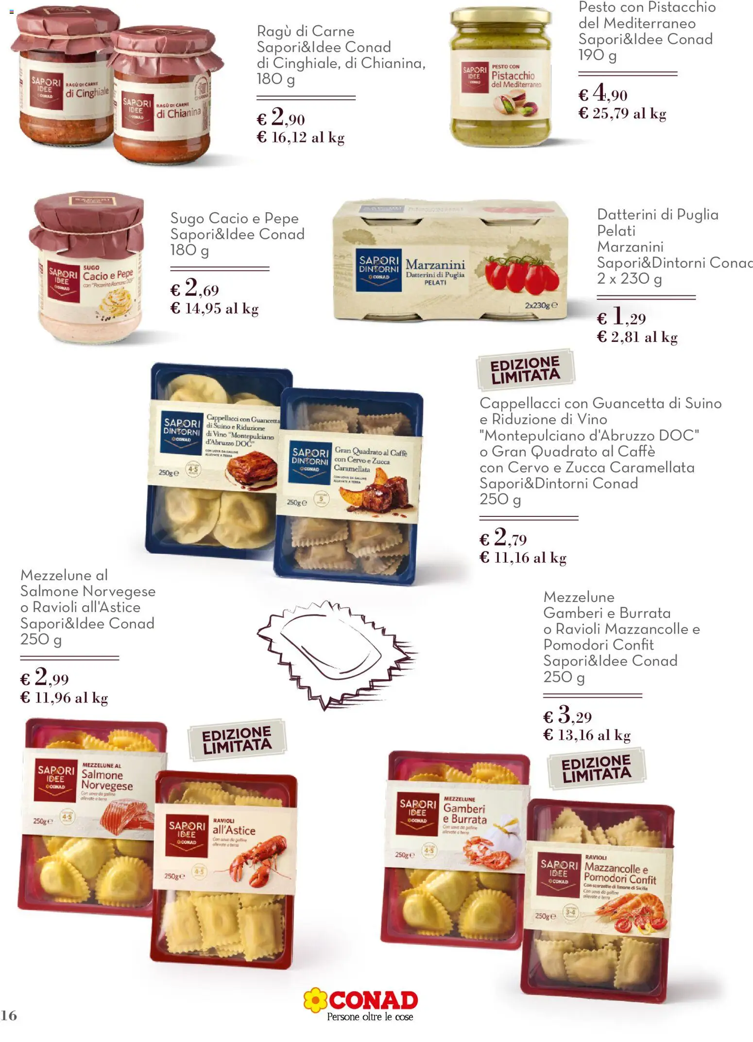 Volantino Conad del 01.12.2025 | Pagina: 16 | Prodotti: Mazzancolle, Limone, Vino, Pomodori