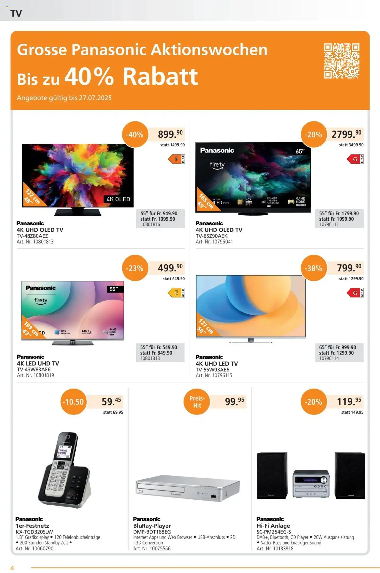 Fust Aktionen ab 23.06.2025 | Seite: 4 | Produkte: TV, Hifi, Panasonic