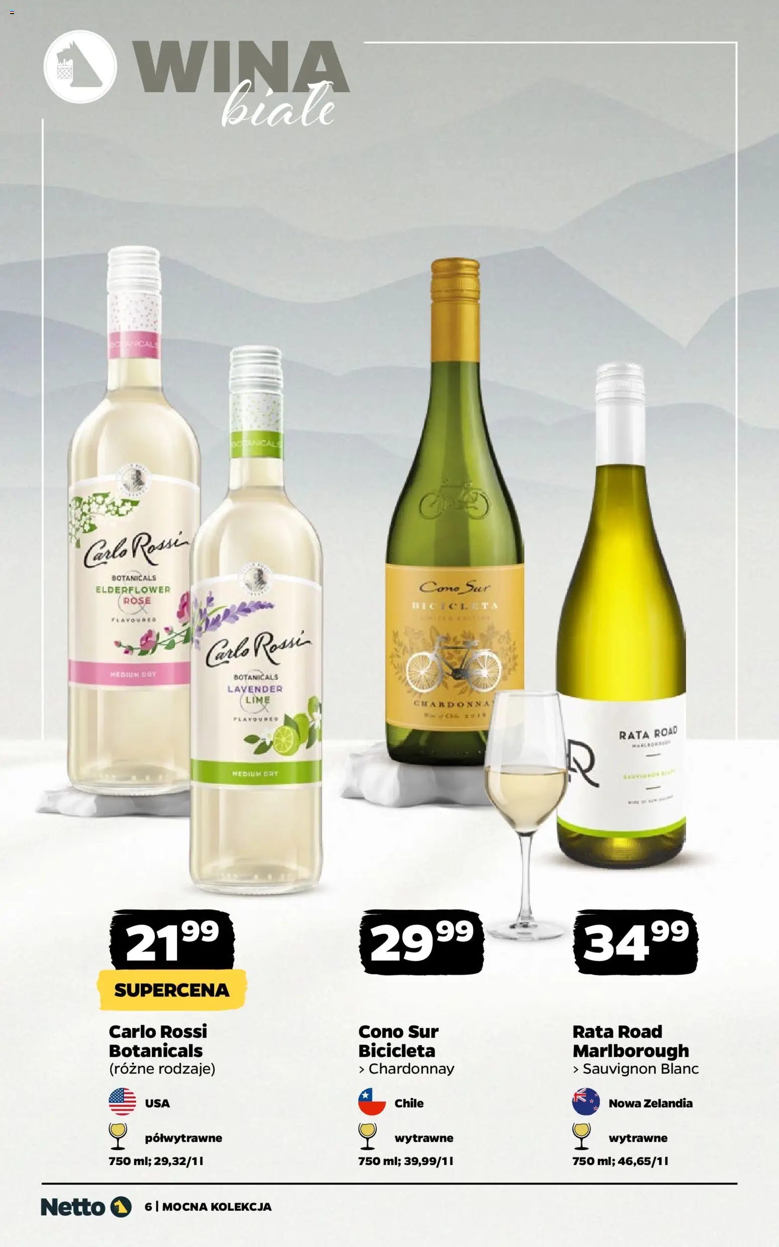 Netto gazetka - Wina od 24.11.2025 | Strona: 6 | Produkty: Chardonnay, Gry, Carlo Rossi