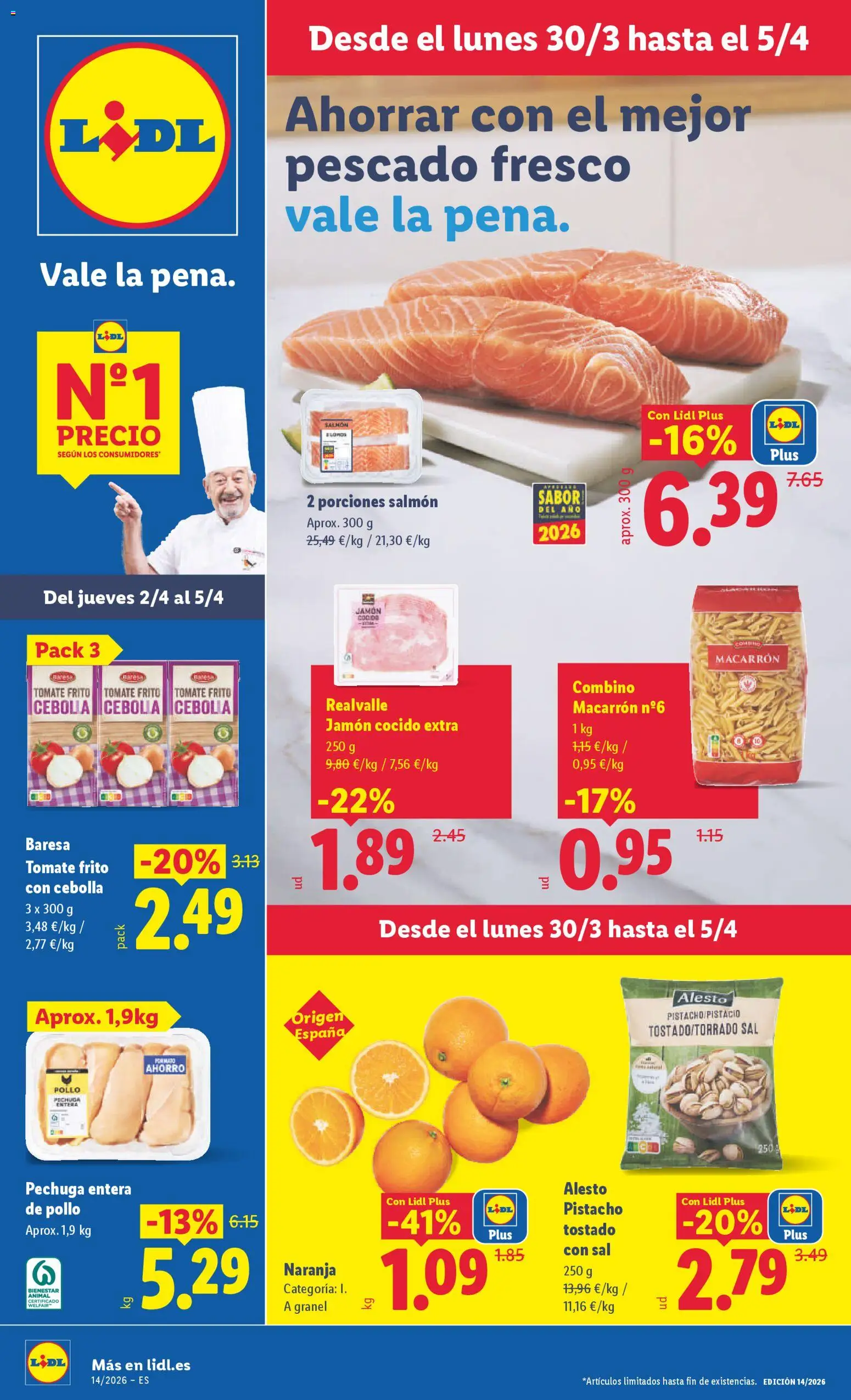 Lidl folleto │ válido desde el 30.03.2026 | Página: 1 | Productos: Jamón, Jamón cocido, Pescado, Παγωμένο τσάι
