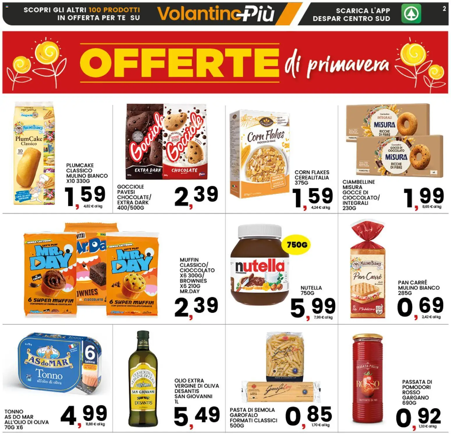 Volantino Interspar del 28.04.2026 | Pagina: 2 | Prodotti: Tè, Nutella, Tonno, Olio extra vergine