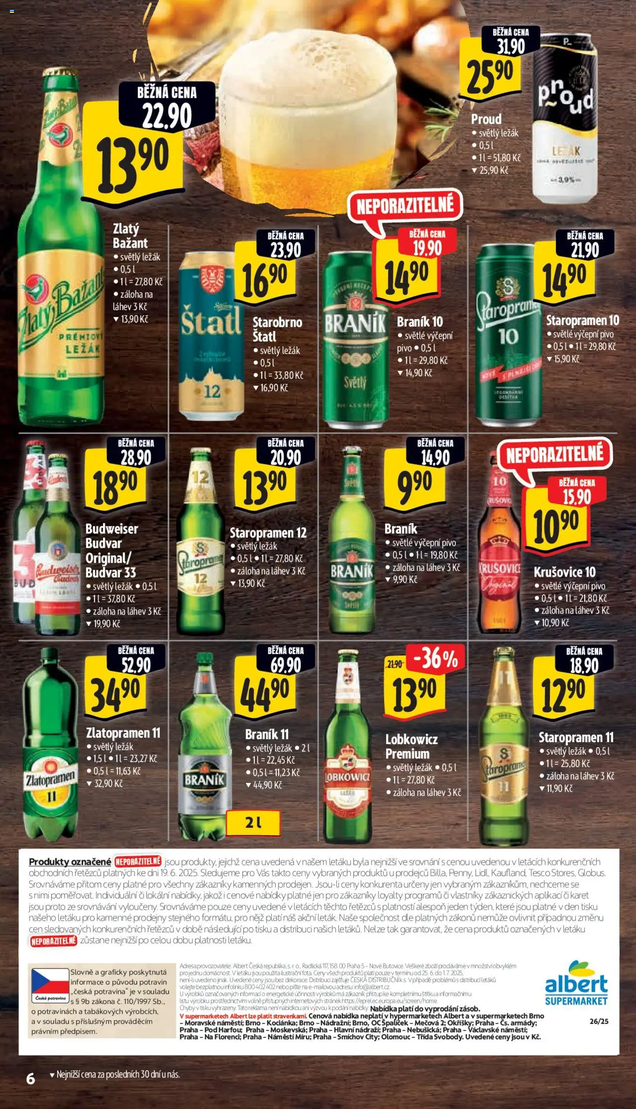 Albert leták - Supermarket od 25.06.2025 | Strana: 11 | Produkty: Zlatopramen, Pivo, Budvar 33, Braník 11