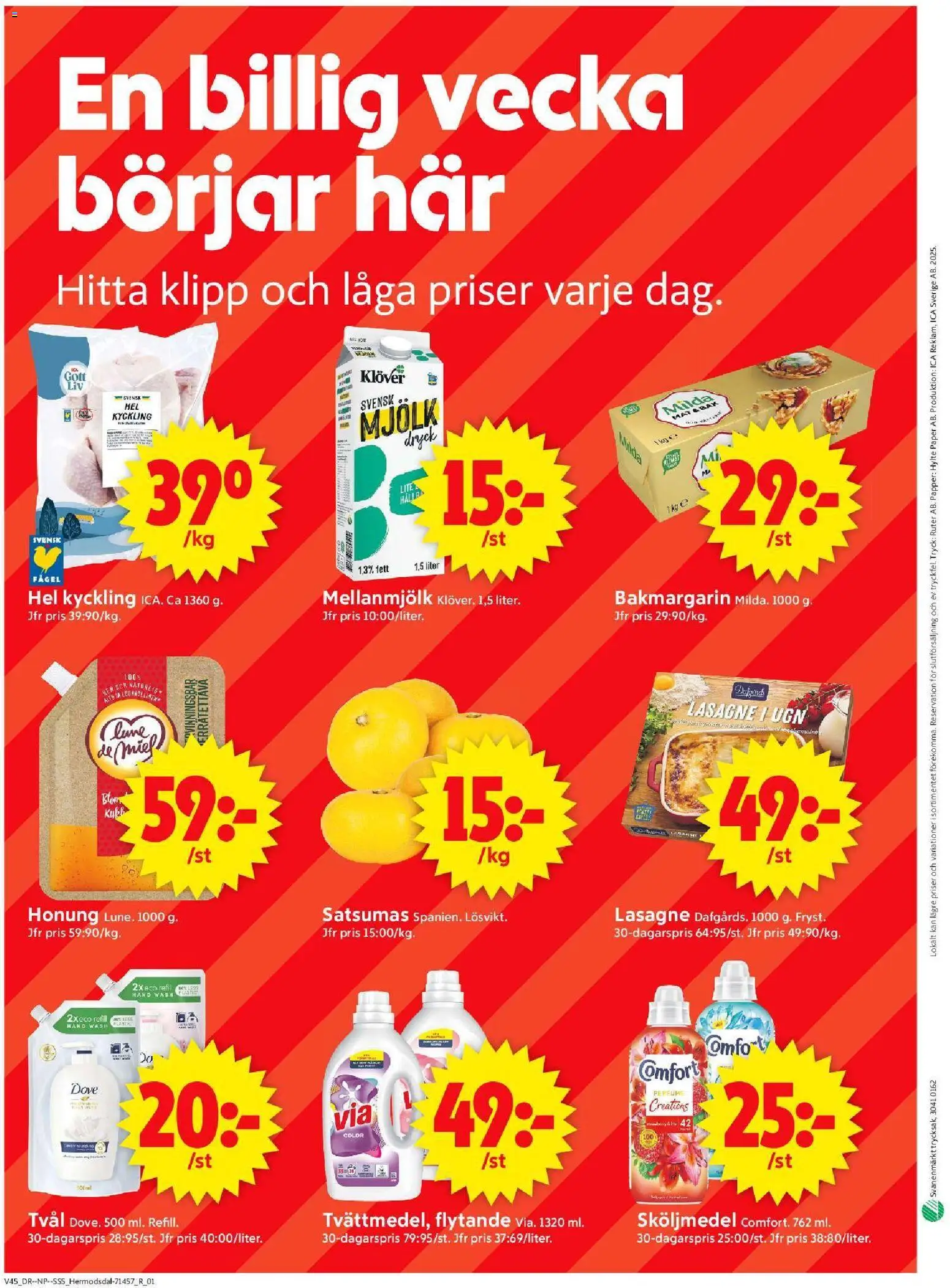 ICA Supermarket reklamblad aktuell från 03.11.2025 | Sida: 10 | Produkter: Tvål, Sköljmedel, Mjölk, Papper
