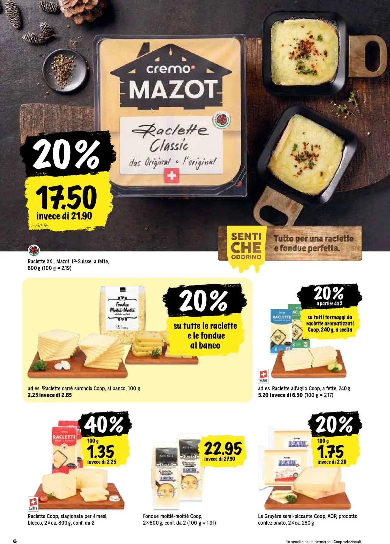 Coop Una settimana di azioni – gültig ab 02.10.2025 | Seite: 6 | Produkte: Raclette, Fondue