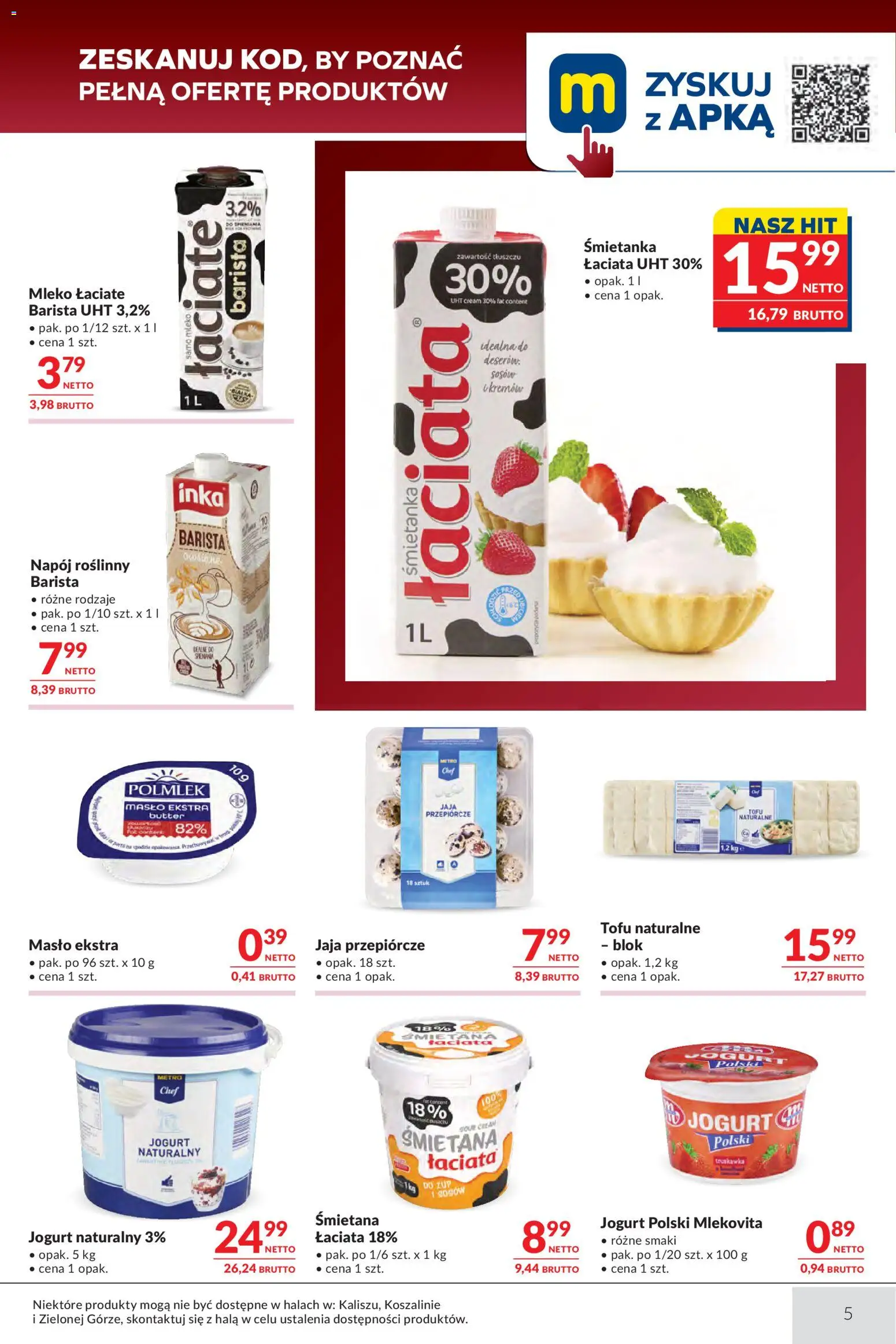Makro Gazetka - Oferta dla gastronomii od 07.01.2026 | Strona: 5 | Produkty: Jaja przepiórcze, Tofu, Masło, Jaja