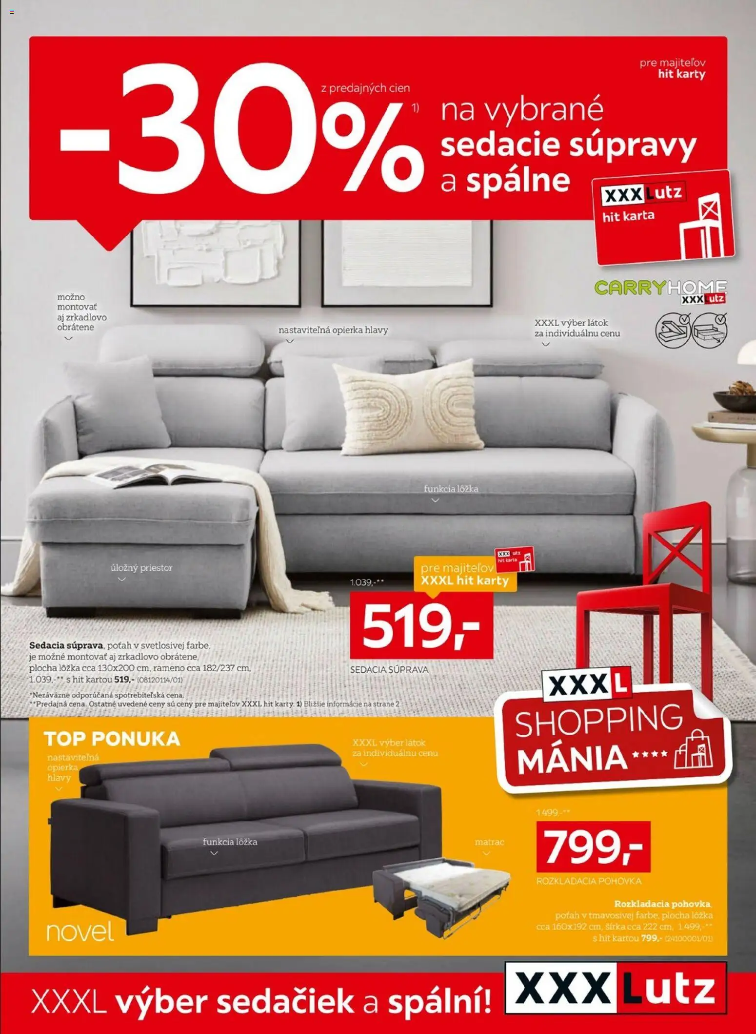 Nové XXXLutz akcie – leták je platný od 06.04.2026 | Strana: 1 | Produkty: Matrac, Sedacia súprava, Rozkladacia pohovka, Pohovka