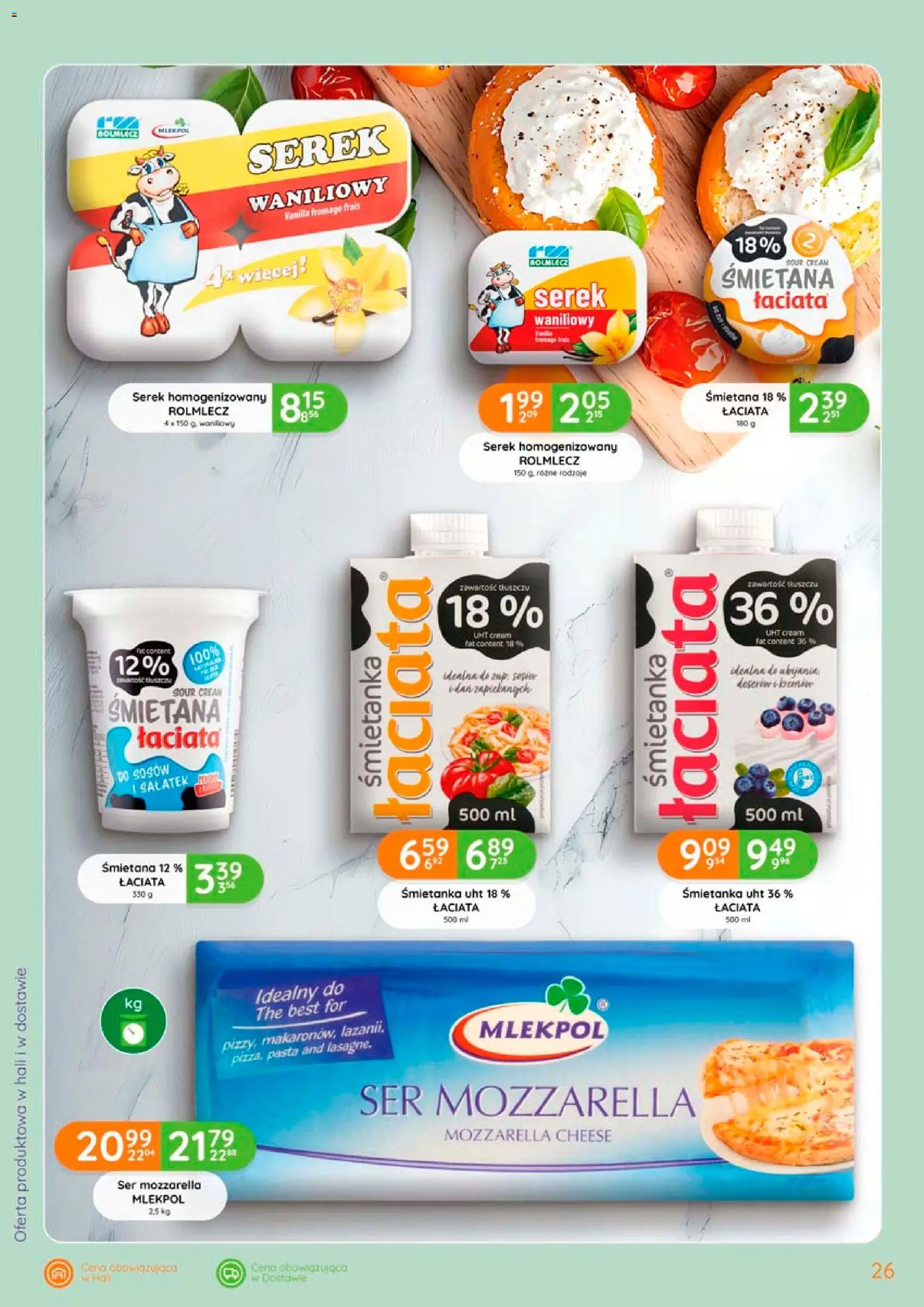 Eurocash gazetka od 02.04.2026 | Strona: 26 | Produkty: Serek, Ser, Śmietana, Mozzarella