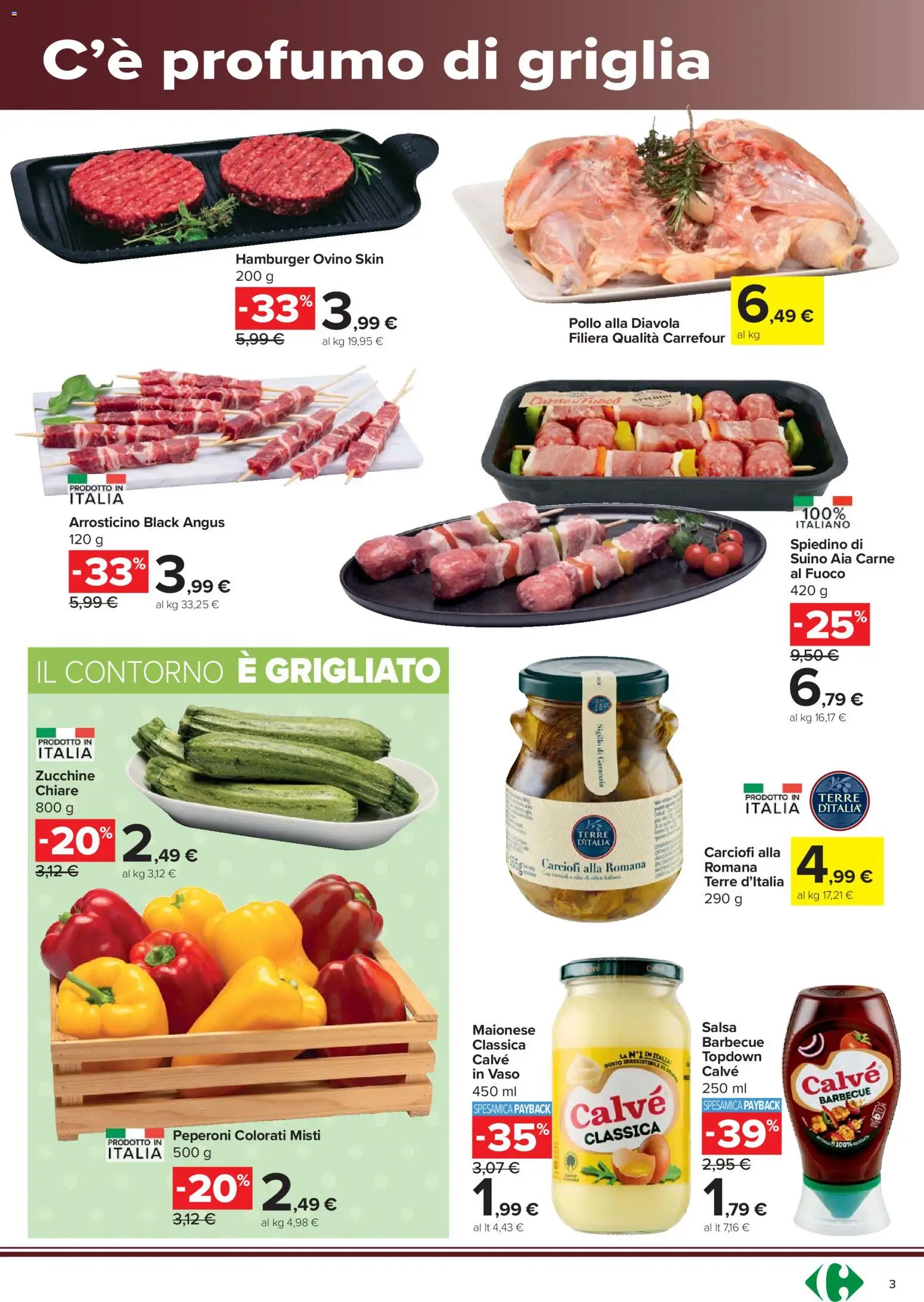 Volantino Carrefour del 23.04.2026 | Pagina: 3 | Prodotti: Suino, Barbecue, Ovino, Vaso