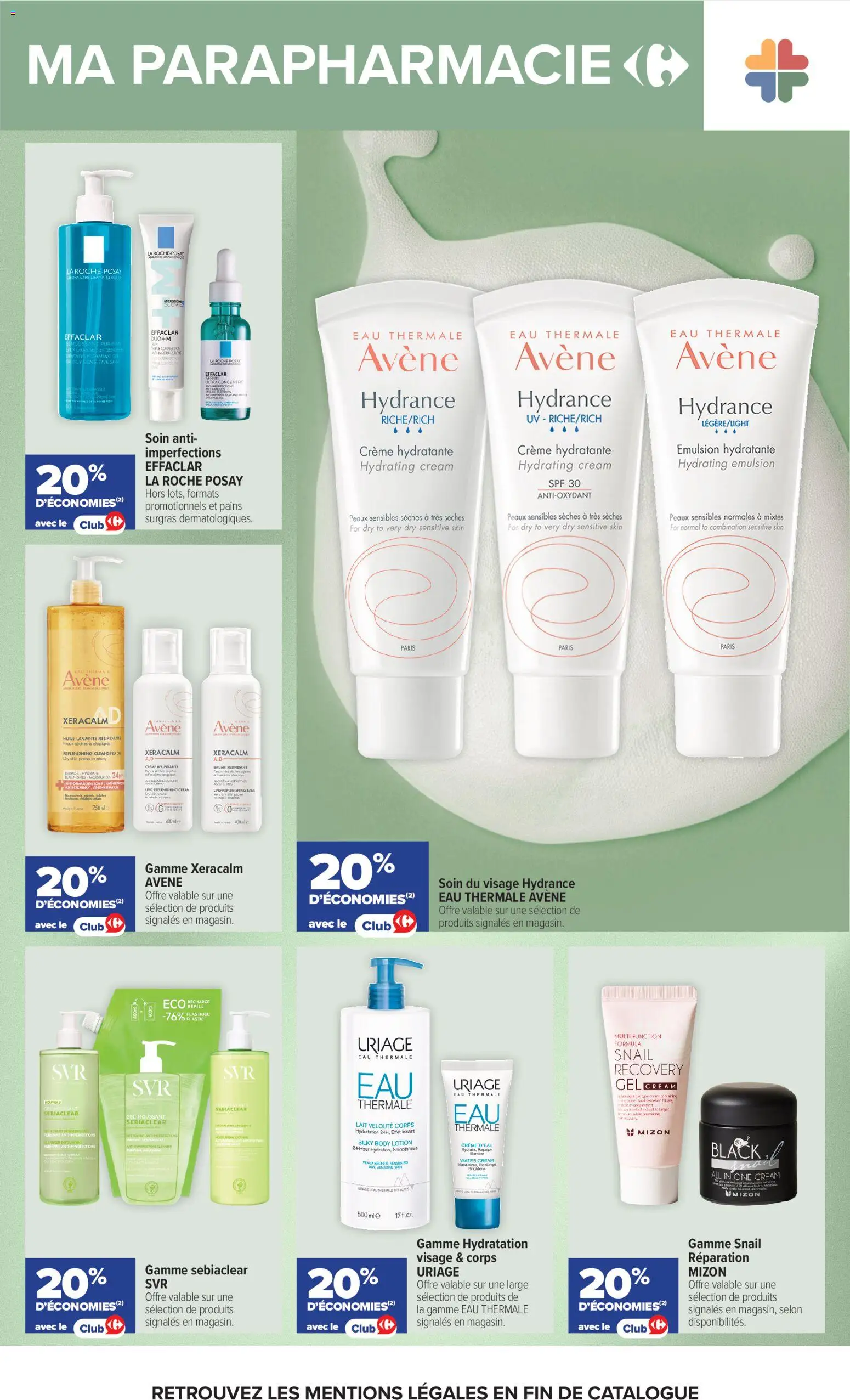 {H1} | Page: 19 | Produits: Body, Eau thermale, Crème hydratante, Lait