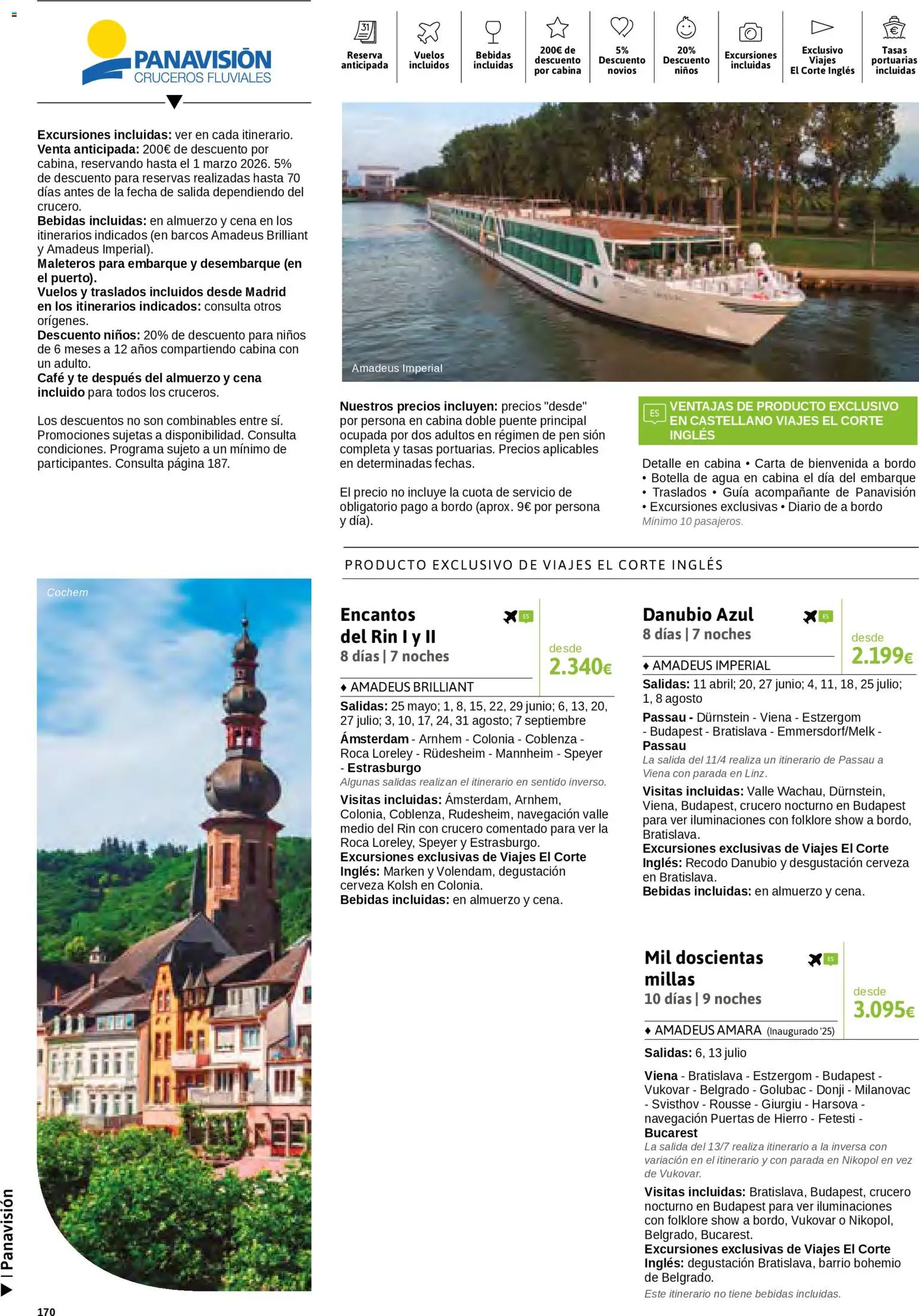 Viajes El Corte Inglés Cruceros marítimos │ válido desde el 01.01.2026 | Página: 171 | Productos: Botella de agua, Cerveza, Té, Navegación