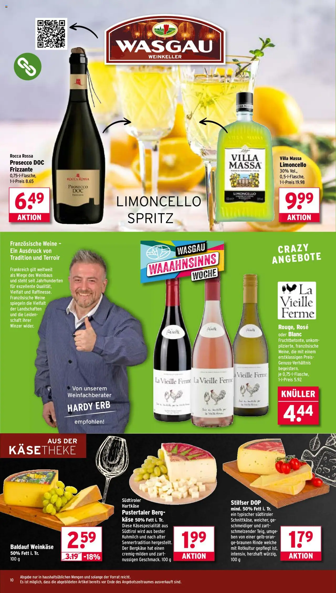 Wasgau Prospekt 	 – gültig ab 22.09.2025 | Seite: 10 | Produkte: Käse, Prosecco, Limoncello