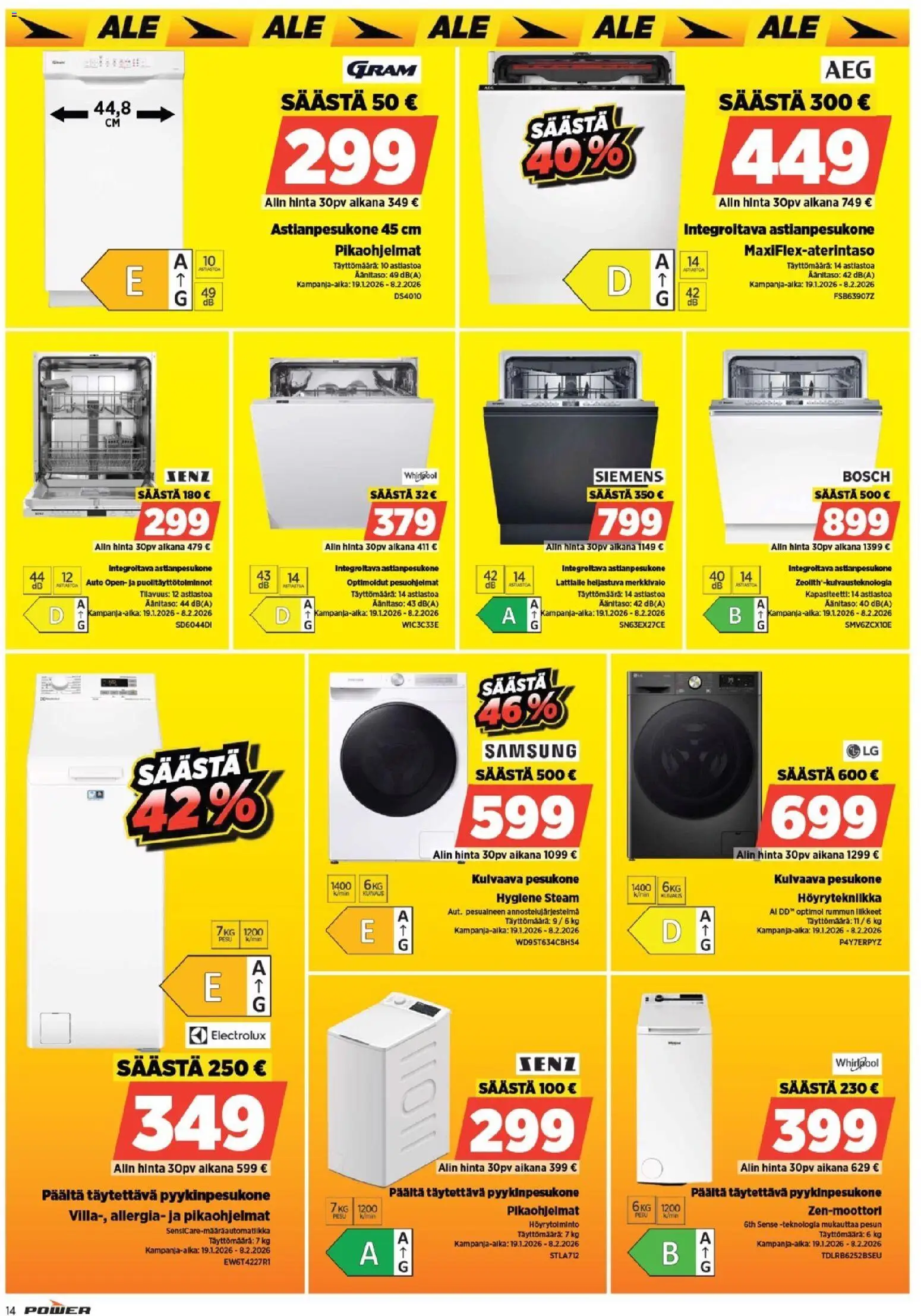Power - POWER HINTAAN Viikon mainoslehti – voimassa 01.12.2026 alkaen | Sivu: 17 | Tuotteet: Pesukone, Astianpesukone