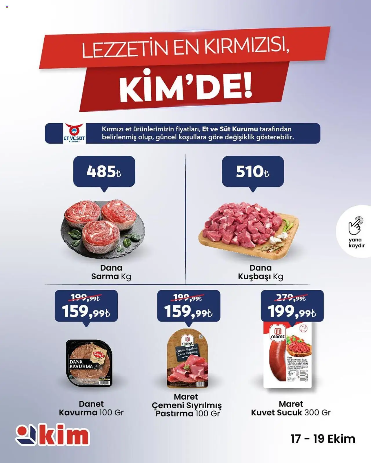 Kim Market Katalog Cuma-Pazar - 17.10.2025 tarihinden itibaren geçerlidir | Sayfa: 1 | Ürünler: Süt, Sucuk