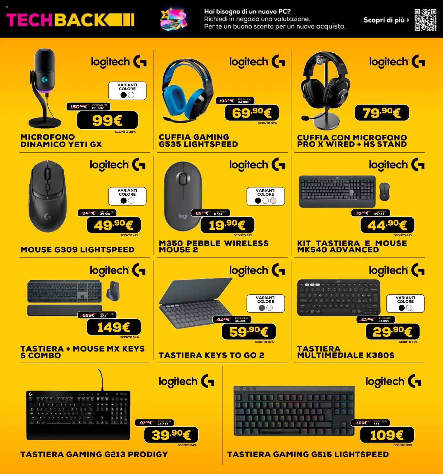 Volantino Euronics del 26.11.2025 | Pagina: 16 | Prodotti: Tè, PC, Tastiera, Microfono