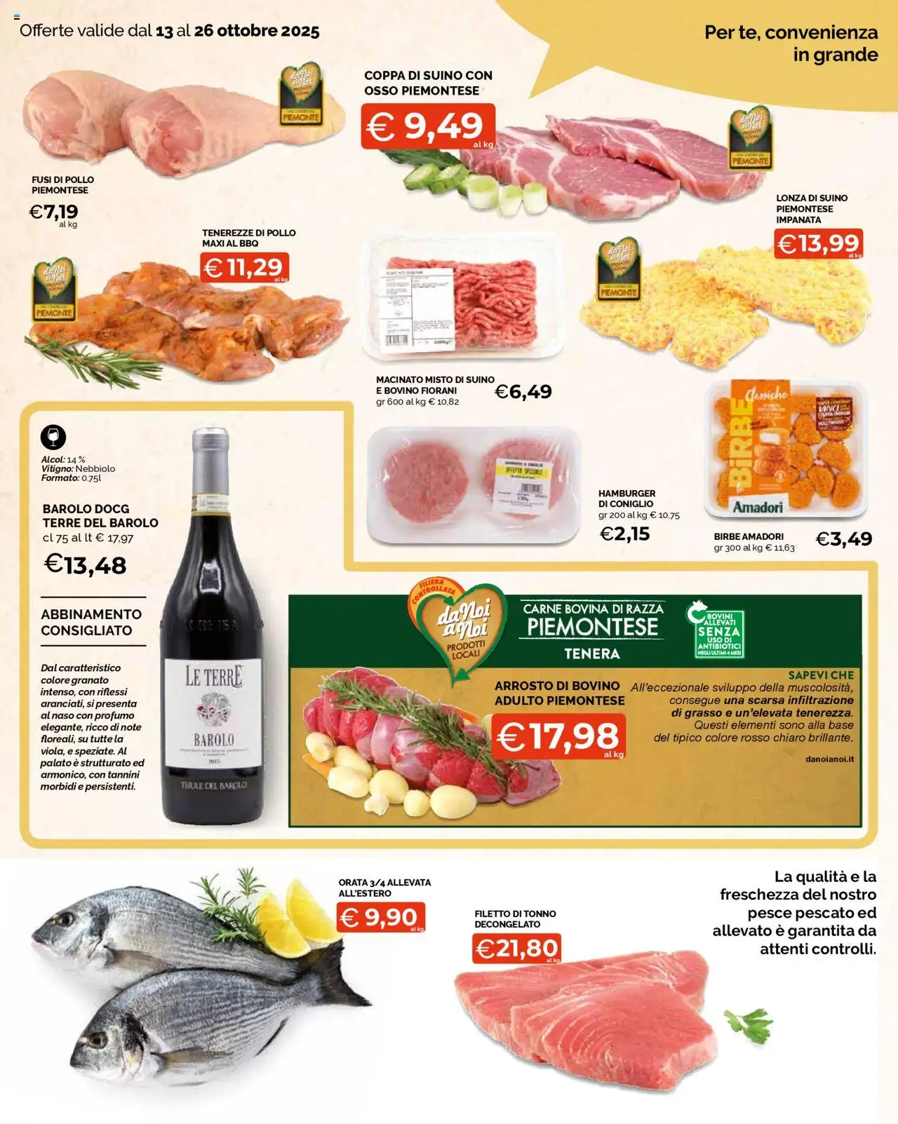 Volantino Mercatò del 13.10.2025 | Pagina: 4 | Prodotti: Orata, Suino, Tonno, Macinato