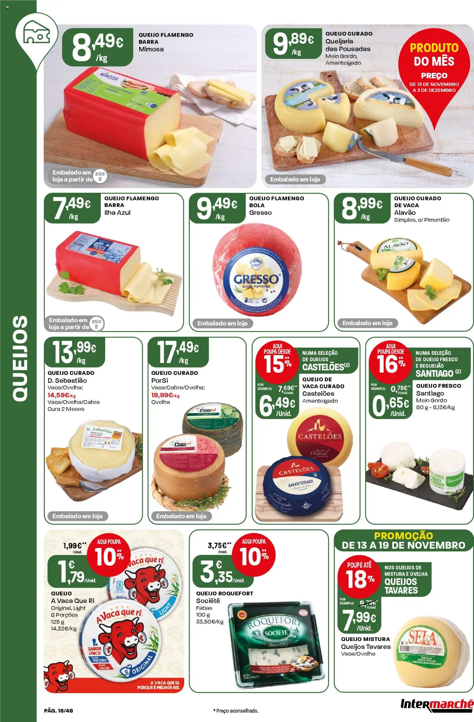 Intermarché folheto │ válido de 13.11.2025 | Página: 16 | Produtos: Pimentão, Queijo, Requeijão, Proteina