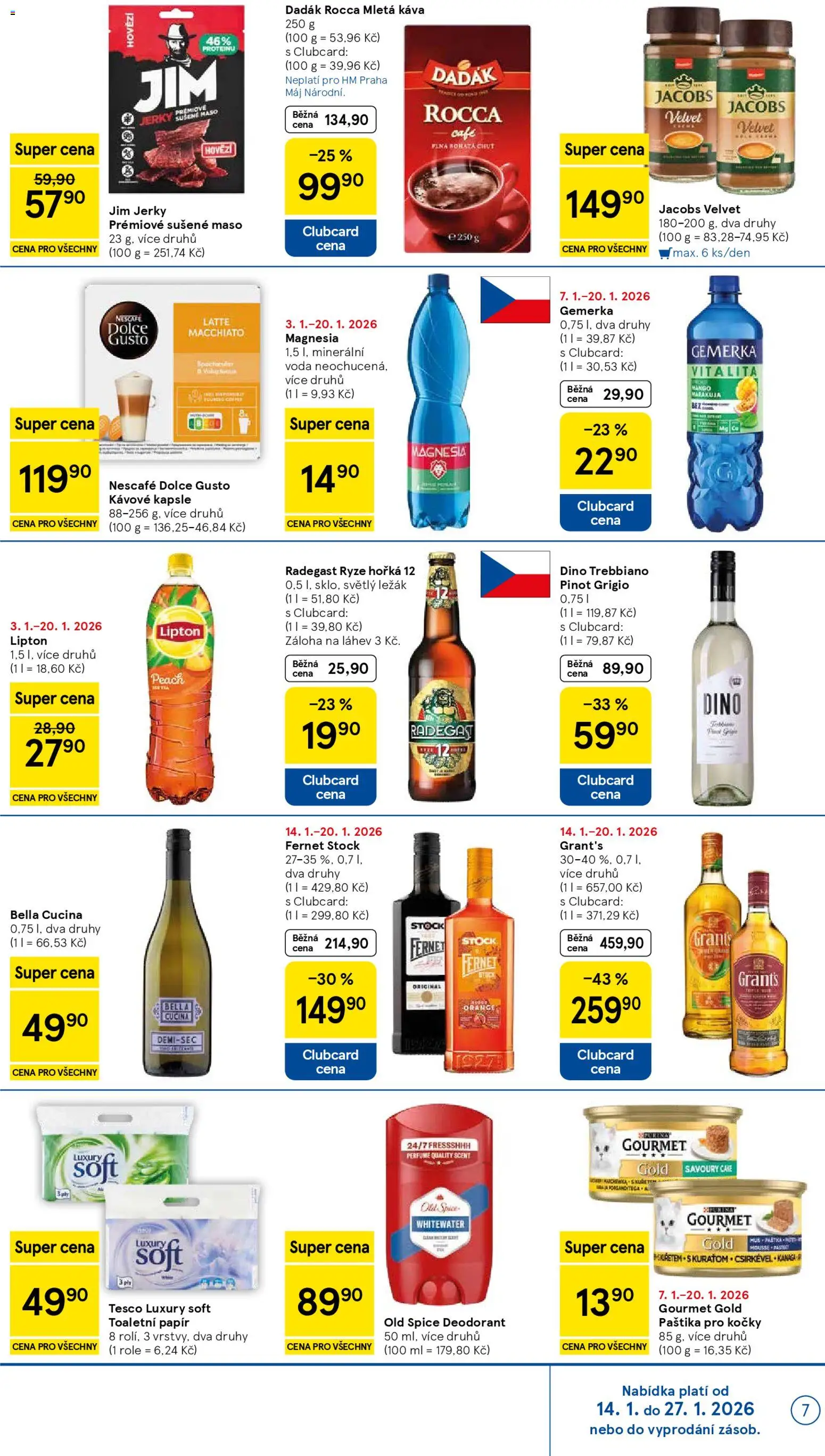 Tesco leták - Hypermarket od 14.01.2026 | Strana: 7 | Produkty: Dolce Gusto, Gourmet Gold, Whisky, Magnesia