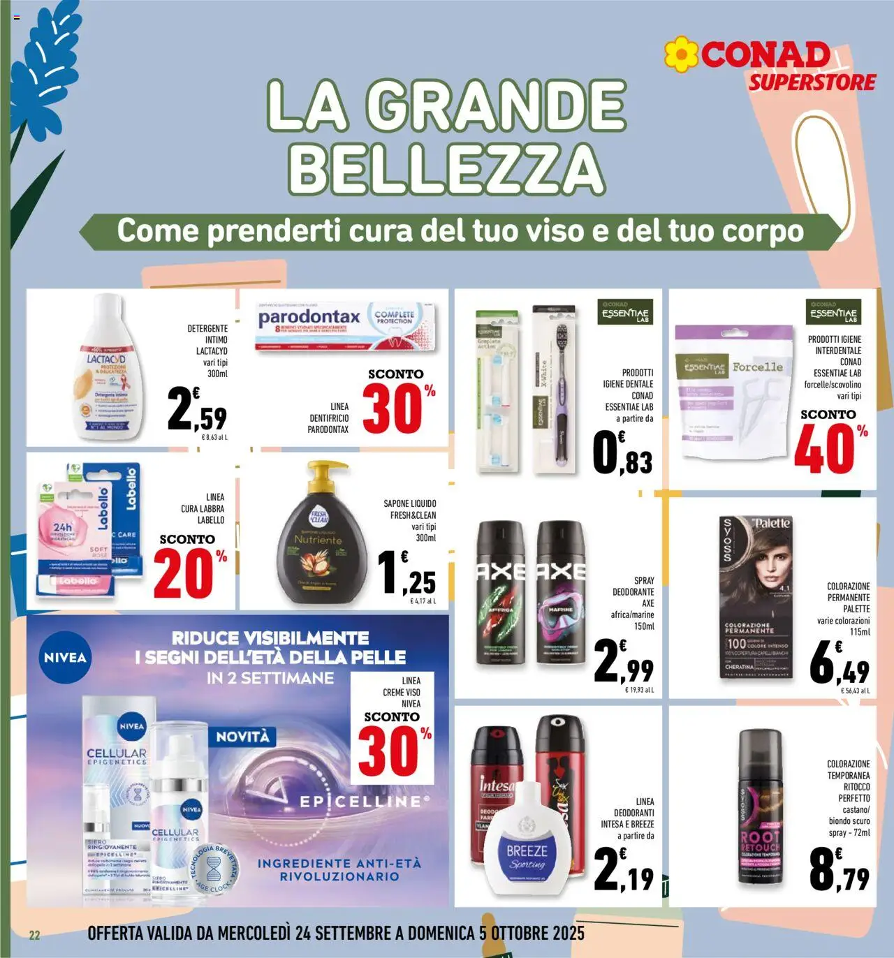 Volantino Conad del 24.09.2025 | Pagina: 22 | Prodotti: Sapone, Deodorante, Detergente intimo, Detergente