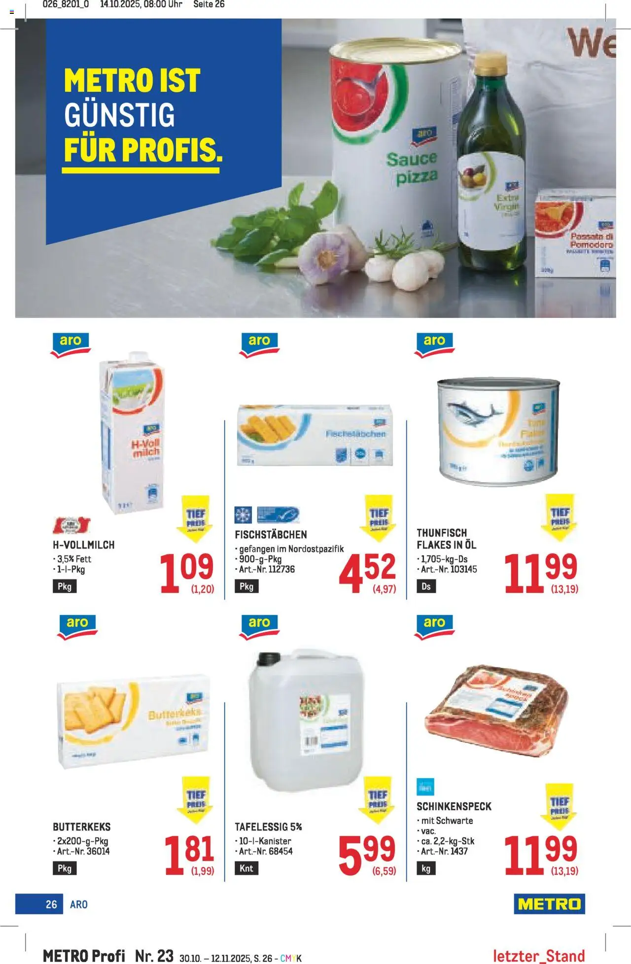 Metro angebote Profi gültig ab 30.10.2025 | Seite: 26 | Produkte: Uhr, Milch, Öl, Pizza