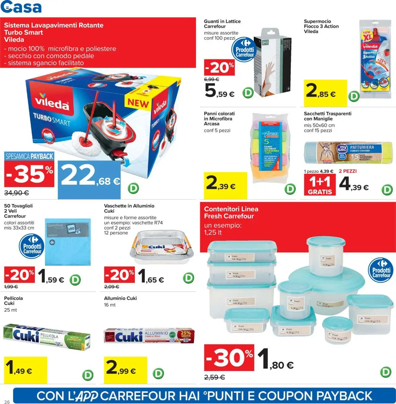 Volantino Carrefour del 07.08.2025 | Pagina: 26 | Prodotti: Mocio, Guanti, Alluminio, Vaschette