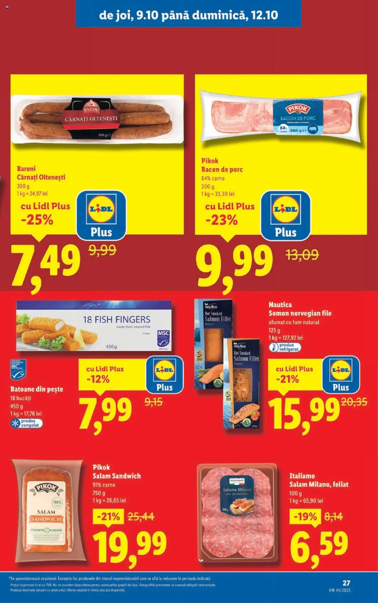 Noul catalog Lidl – valabil de la 06.10.2025 | Pagină: 27 | Produse: Delgeç, Salam, Pește, Cârnați
