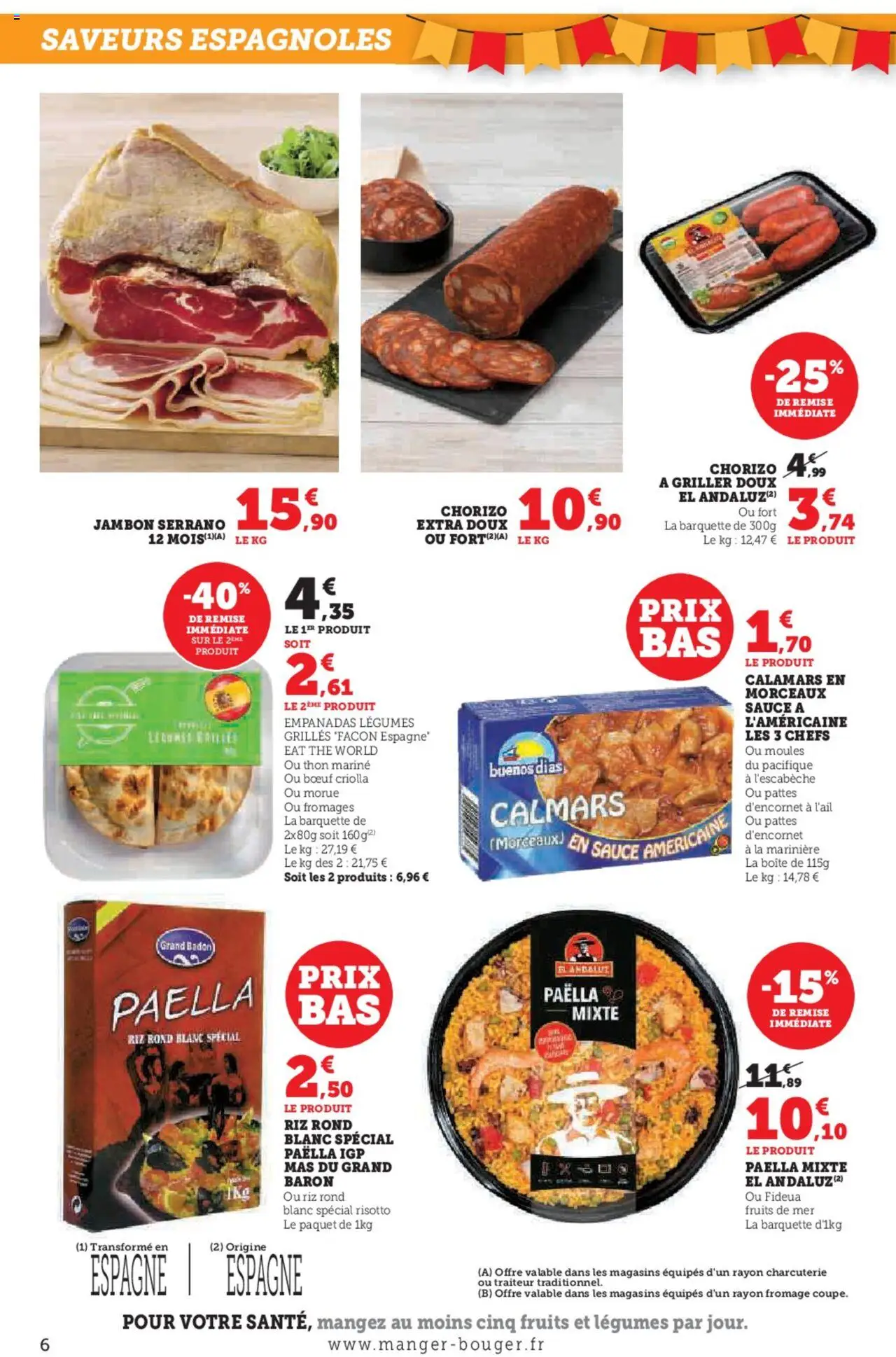  | Page: 6 | Produits: Chorizo, Thon, Jambon serrano, Fromage