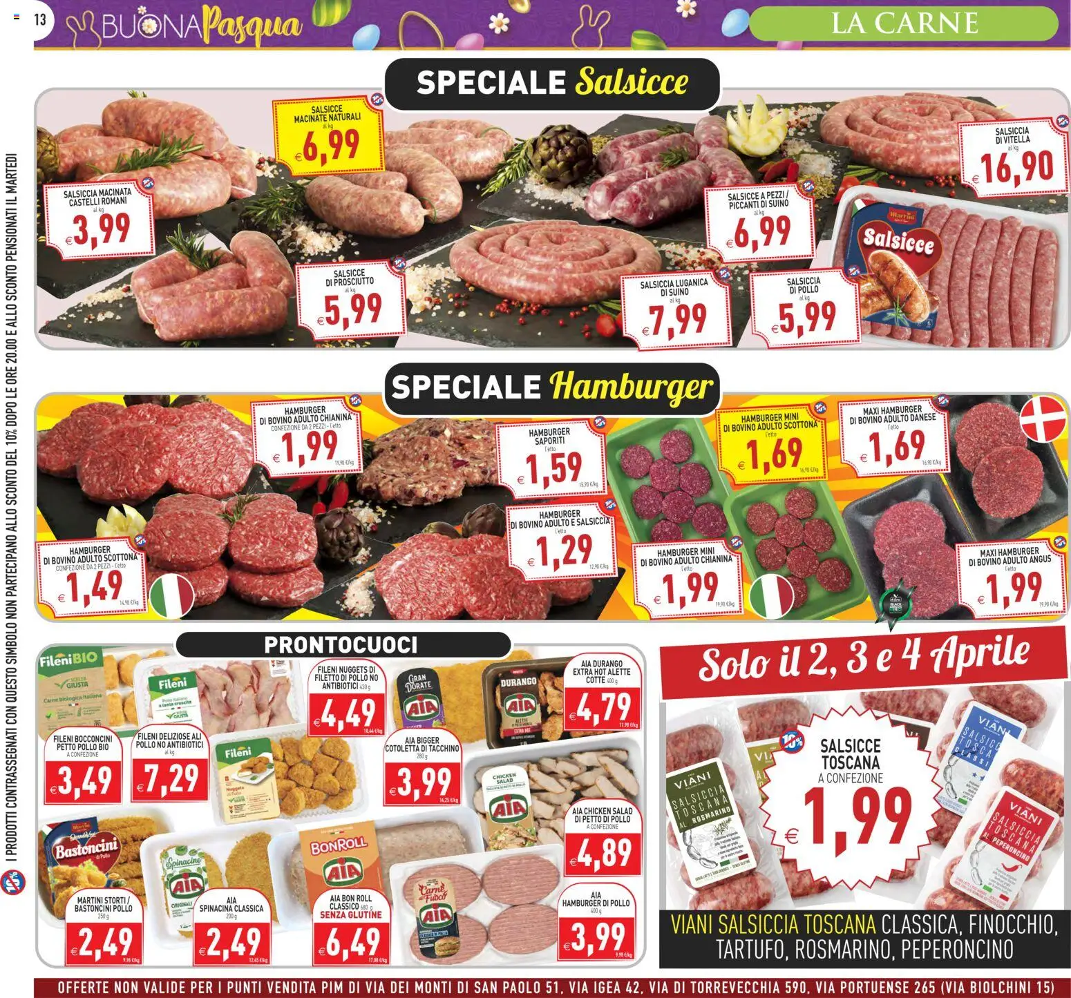 Volantino PIM Supermercati del 27.03.2026 | Pagina: 13 | Prodotti: Pollo, Tacchino, Prosciutto, Hamburger