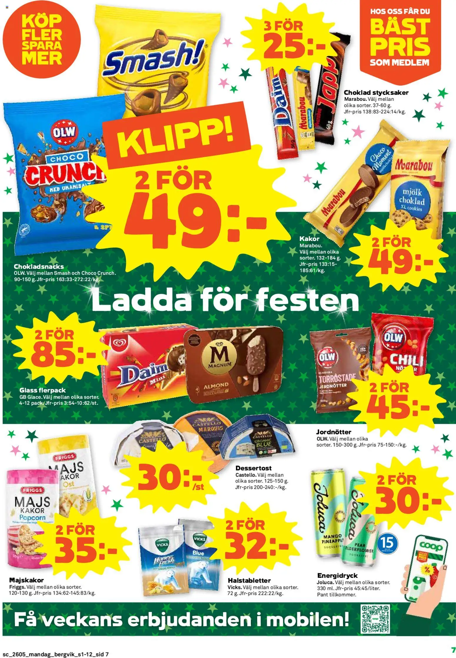 Stora Coop reklamblad aktuell från 26.01.2026 | Sida: 7 | Produkter: Majskakor, Glass, Mango, Popcorn