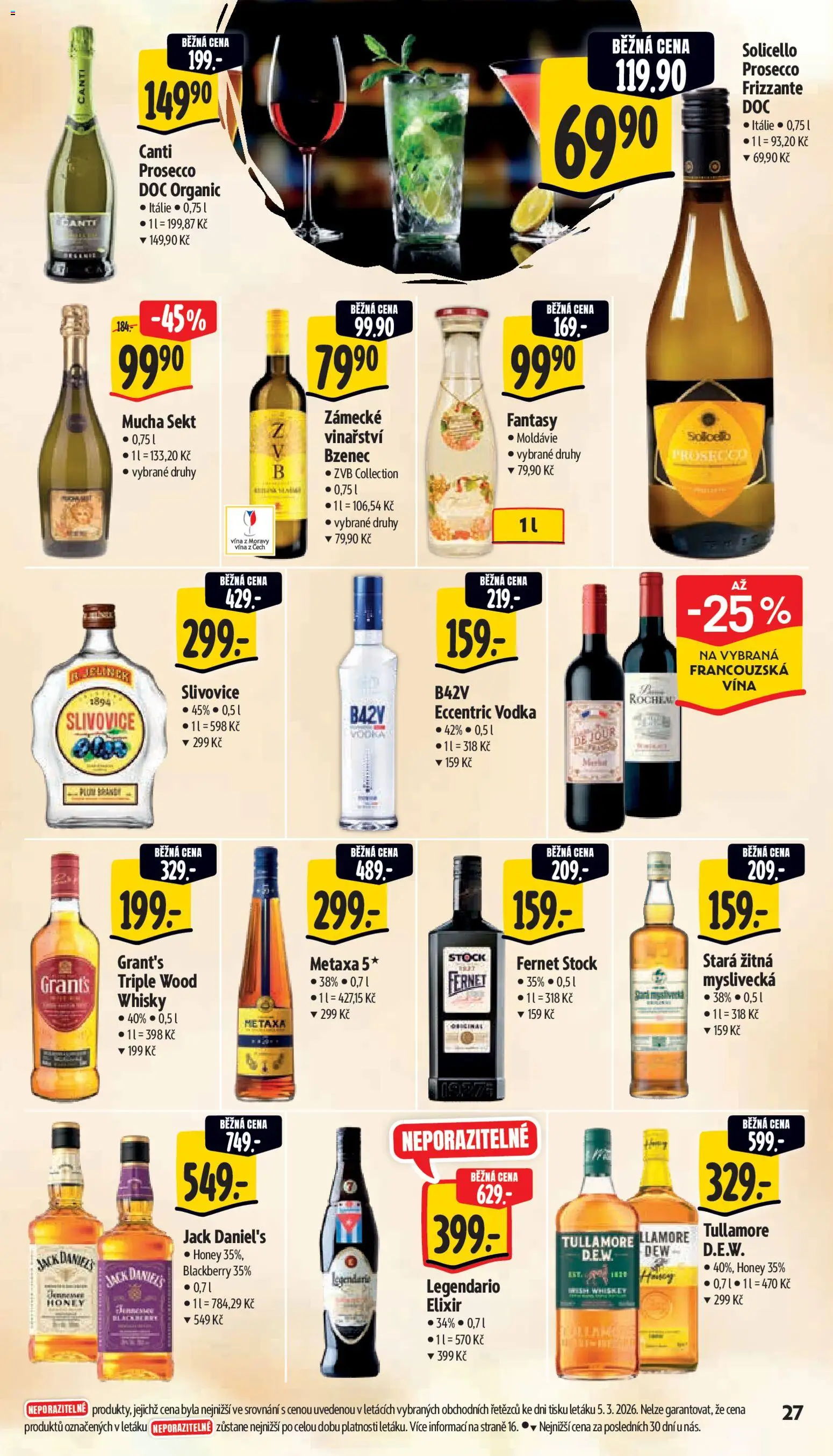 Albert leták - Supermarket od 11.03.2026 | Strana: 35 | Produkty: Whiskey, Prosecco, Mucha sekt, Fernet