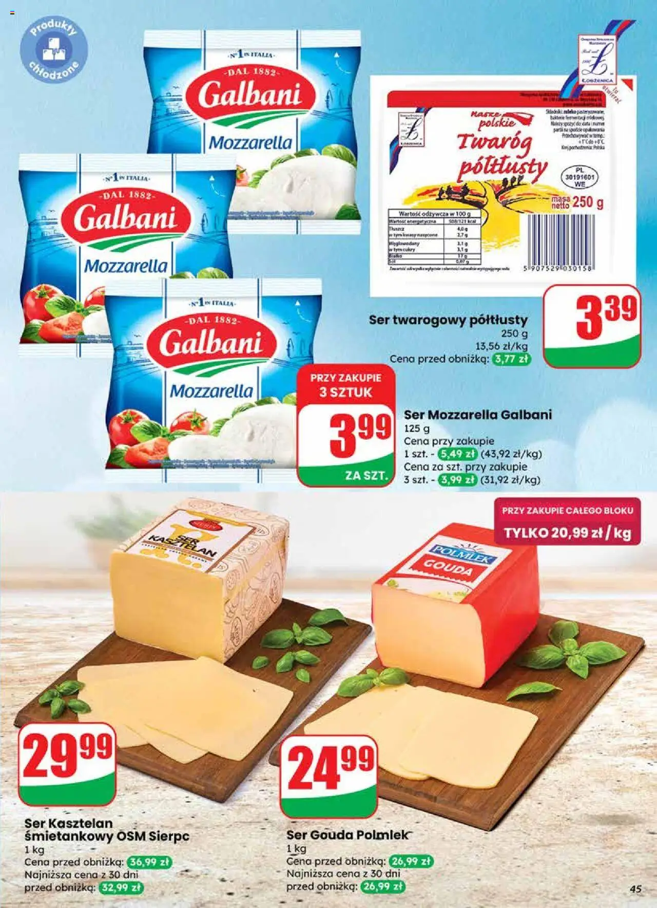 Dino Gazetka od 24.09.2025 | Strona: 45 | Produkty: Ser, Mozzarella, Twaróg, Ser gouda