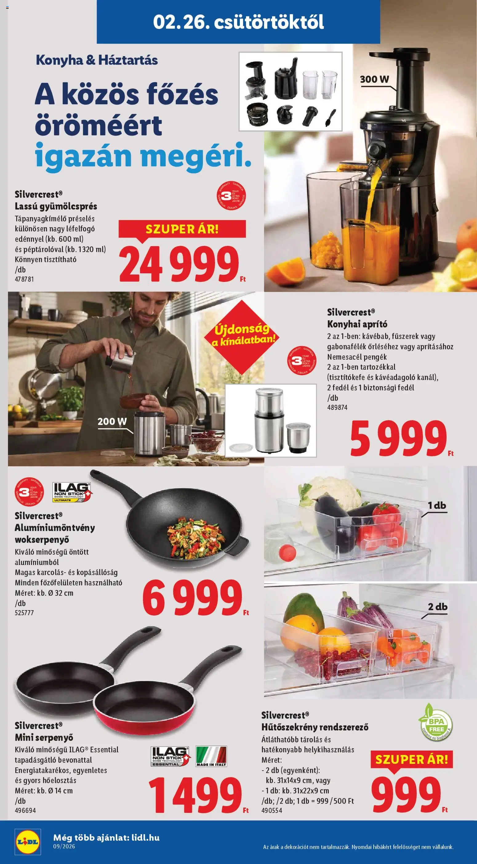 Lidl akciós ujság - amely érvényes a következő dátumtól: 26.02.2026 | Oldal: 42 | Termékek: Aprító, Hűtőszekrény, Fűszerek, Rendszerező