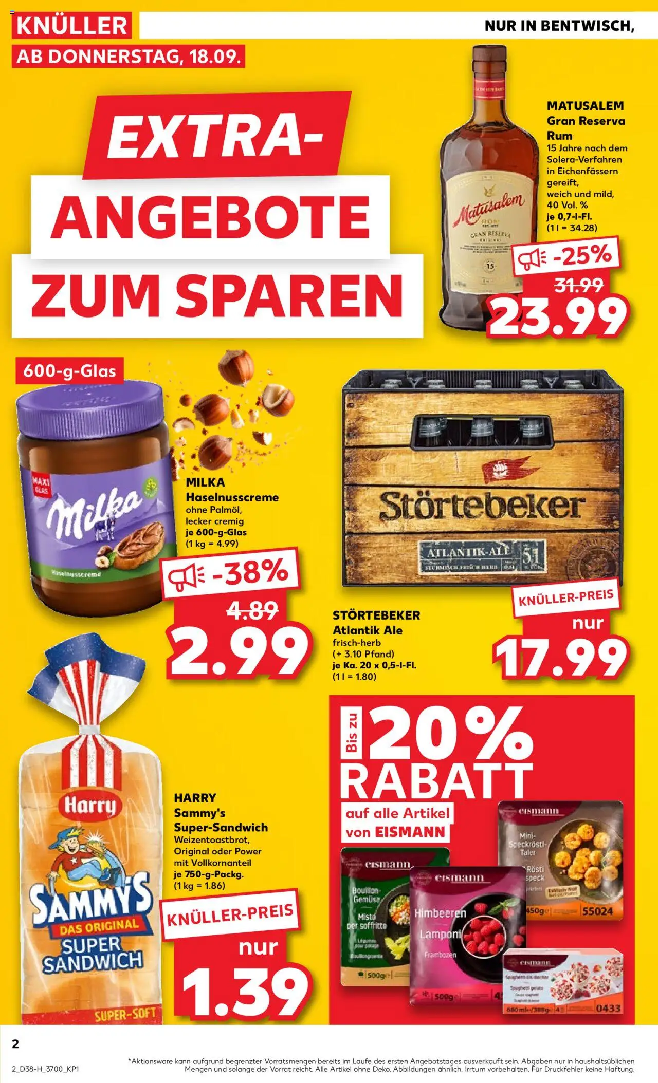 Kaufland prospekt Rostock	 – gültig ab 18.09.2025 | Seite: 2 | Produkte: Himbeeren, Rum, Milka, Gemüse