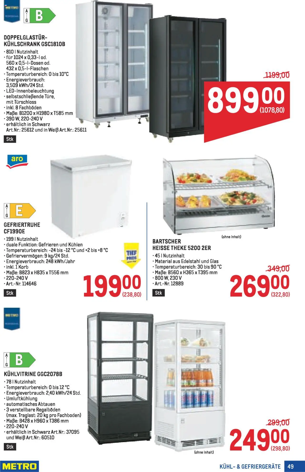 Metro angebote Profi gültig ab 02.10.2025 | Seite: 49 | Produkte: Kühlschrank, Korb