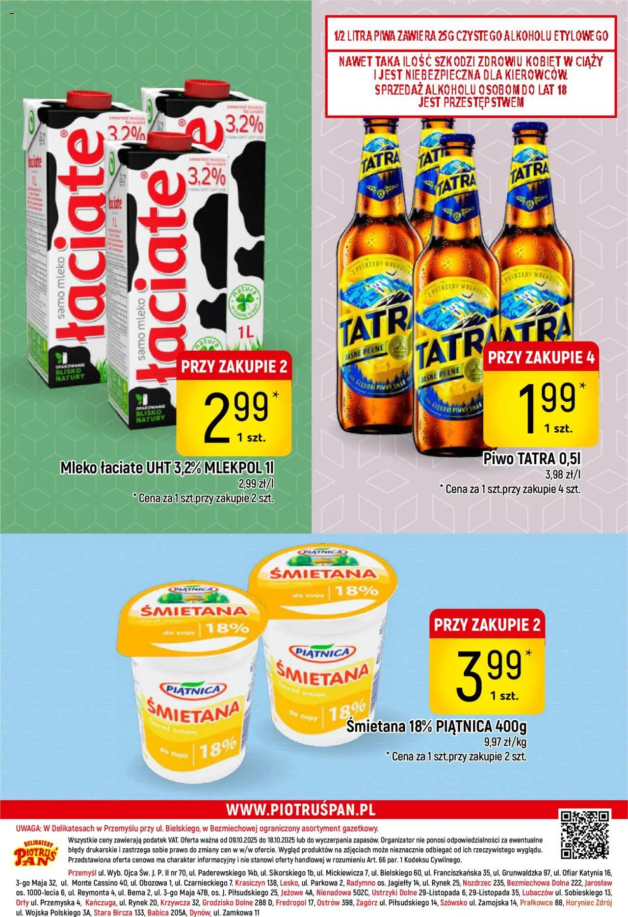 Piotruś Pan Gazetka od 09.10.2025 | Strona: 28 | Produkty: Delikatesy, Mleko, Piwo, Śmietana
