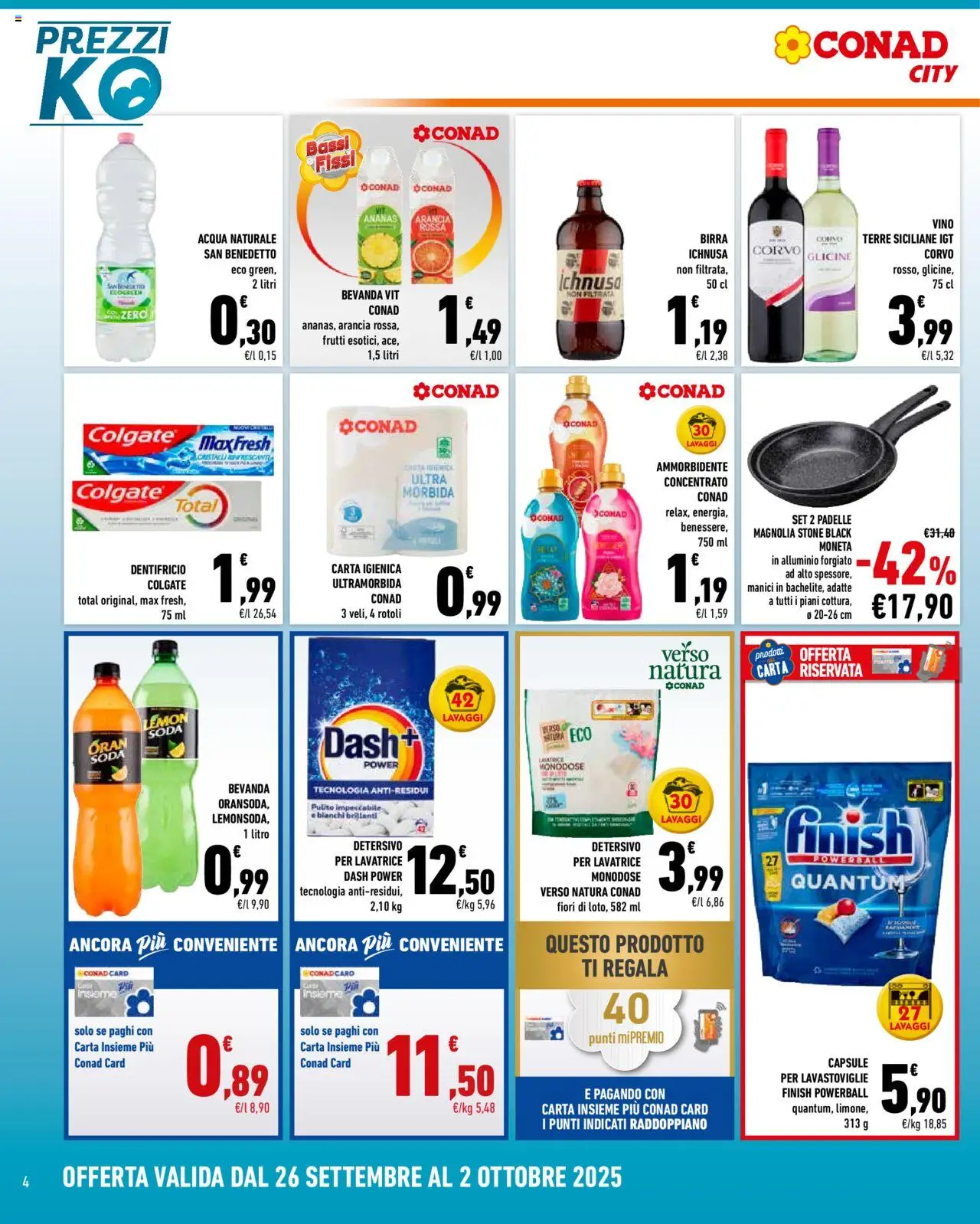 Volantino Conad del 26.09.2025 | Pagina: 4 | Prodotti: Ammorbidente, Ananas, Lavatrice, Acqua naturale