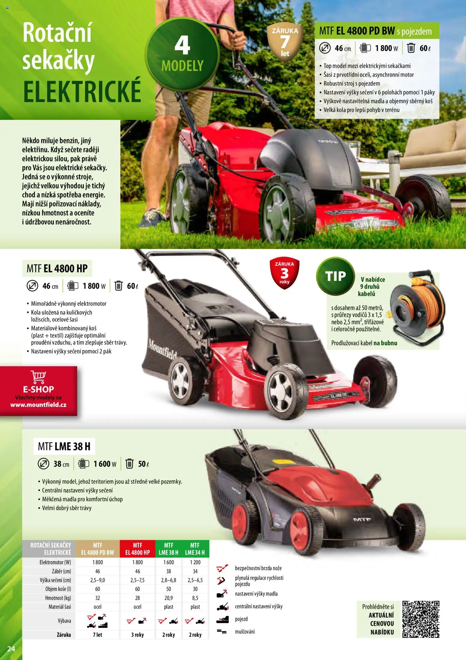 Mountfield katalog od 02.04.2026 | Strana: 24 | Produkty: Nože, Kabel, Prodlužovací kabel, Koš