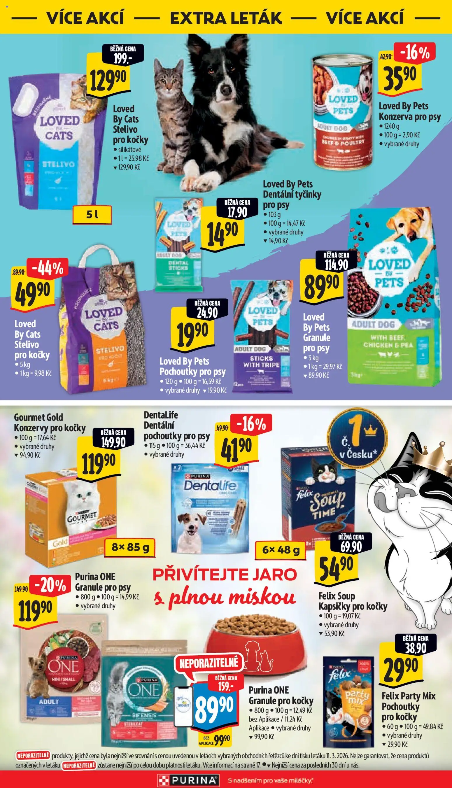 Albert leták - Supermarket od 18.03.2026 | Strana: 41 | Produkty: Stelivo pro kočky, Tyčinky, Konzerva pro psy, Party mix