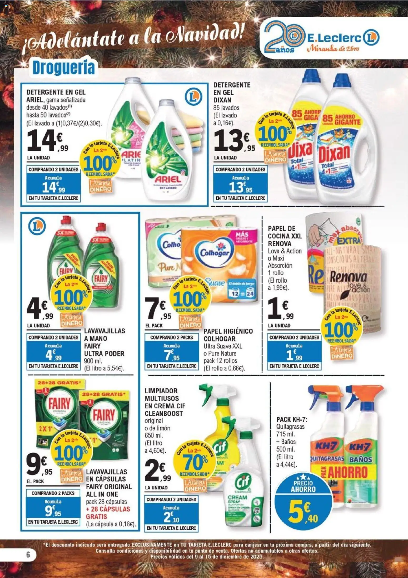 E.Leclerc folleto │ válido desde el 09.12.2025 | Página: 6 | Productos: Papel higienico, Crema, Cocina, Lavavajillas