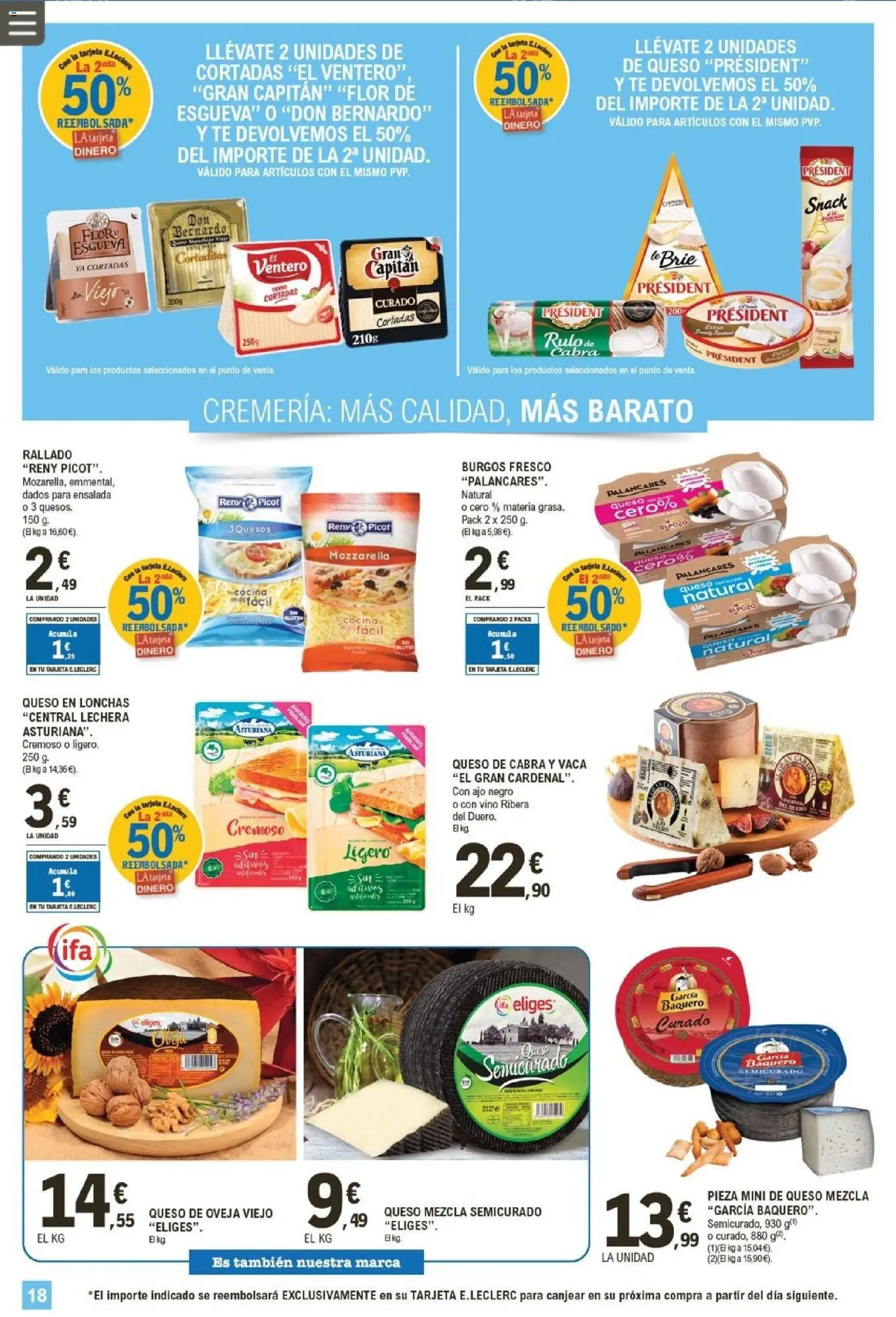 E.Leclerc folleto │ válido desde el 19.11.2025 | Página: 18 | Productos: Queso de oveja, Vino, Ensalada, Cocina